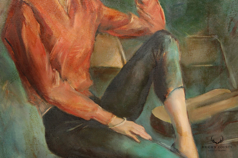 Ray Lash 1960s Portrait of Woman Original Oil Painting