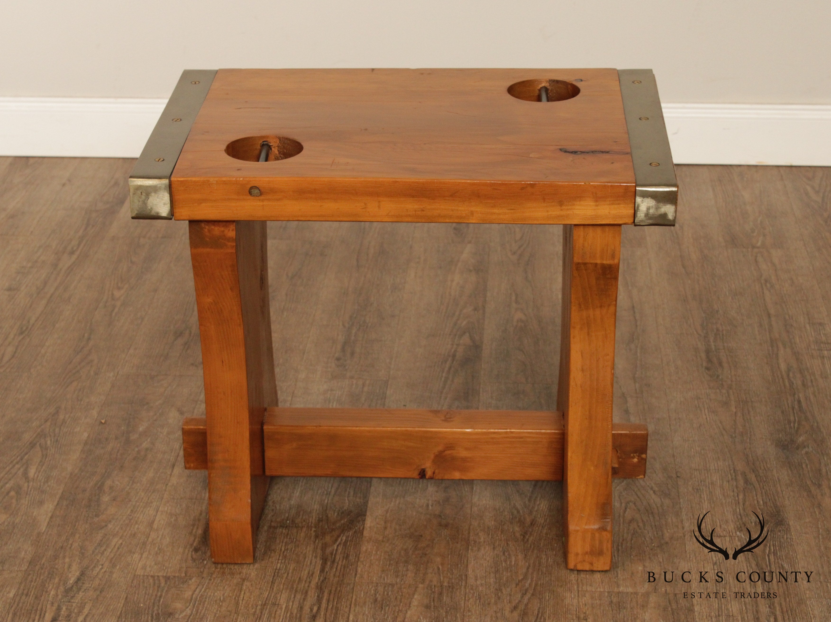 Custom Nautical Ships Hatch Style Pair Side Tables