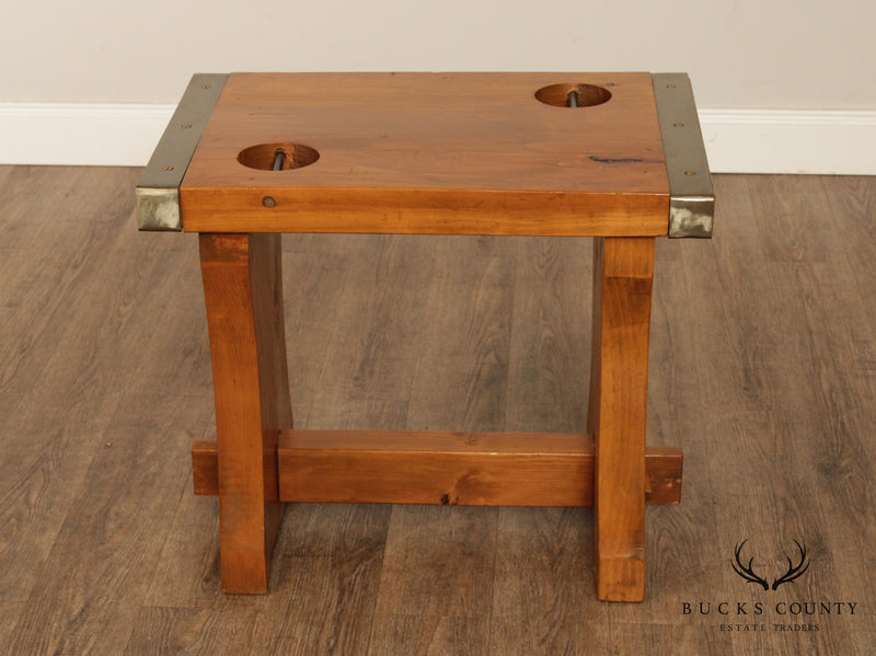 Custom Nautical Ships Hatch Style Pair Side Tables