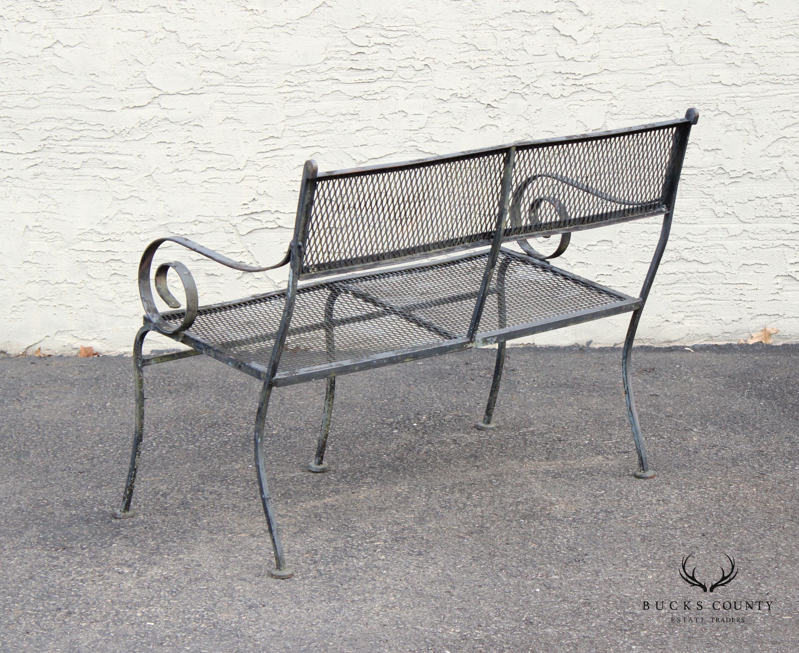 Vintage Wrought Iron Outdoor Garden Bench