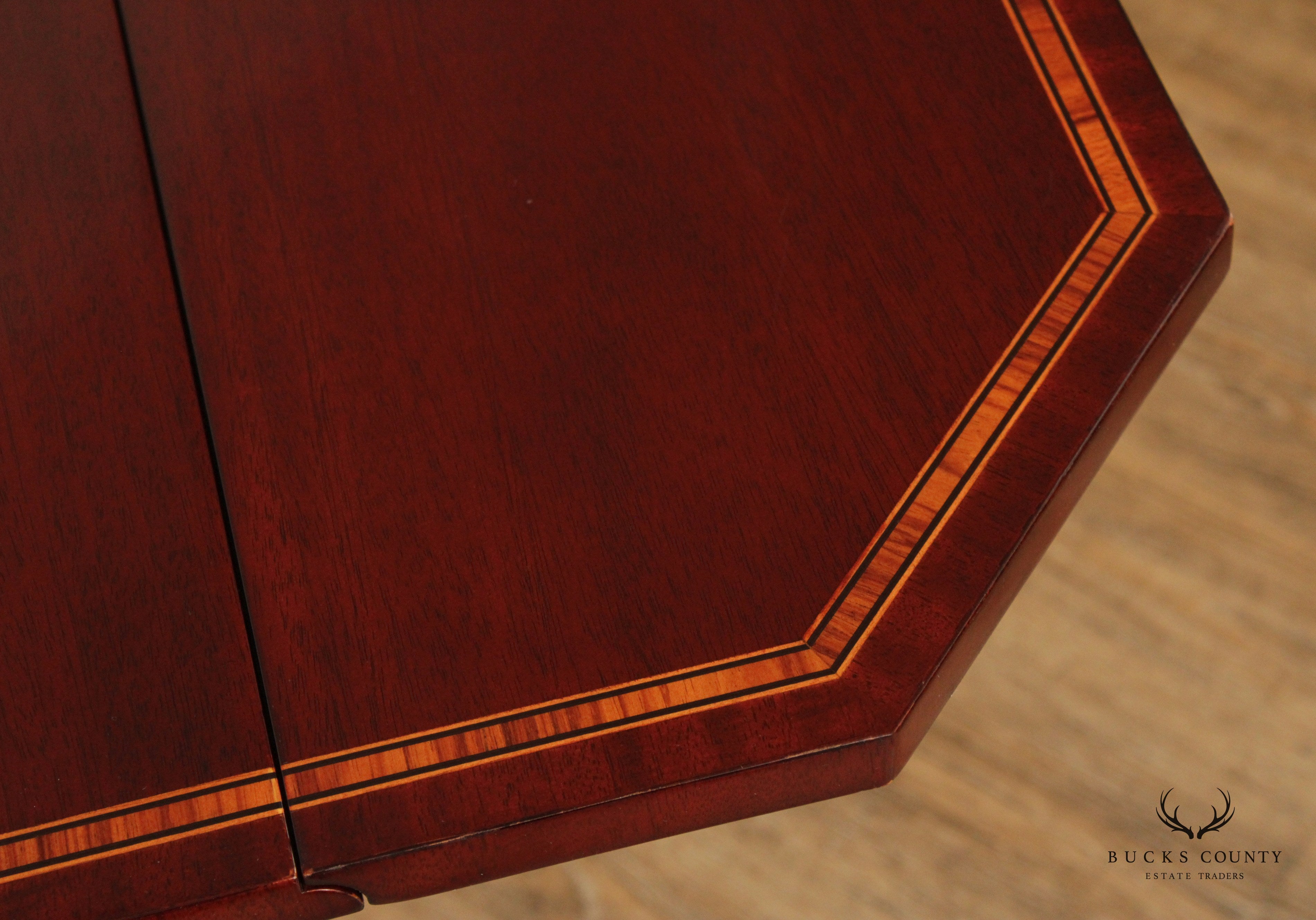 Kindel Federal Style Inlaid Mahogany Drop Leaf Pembroke Side Table