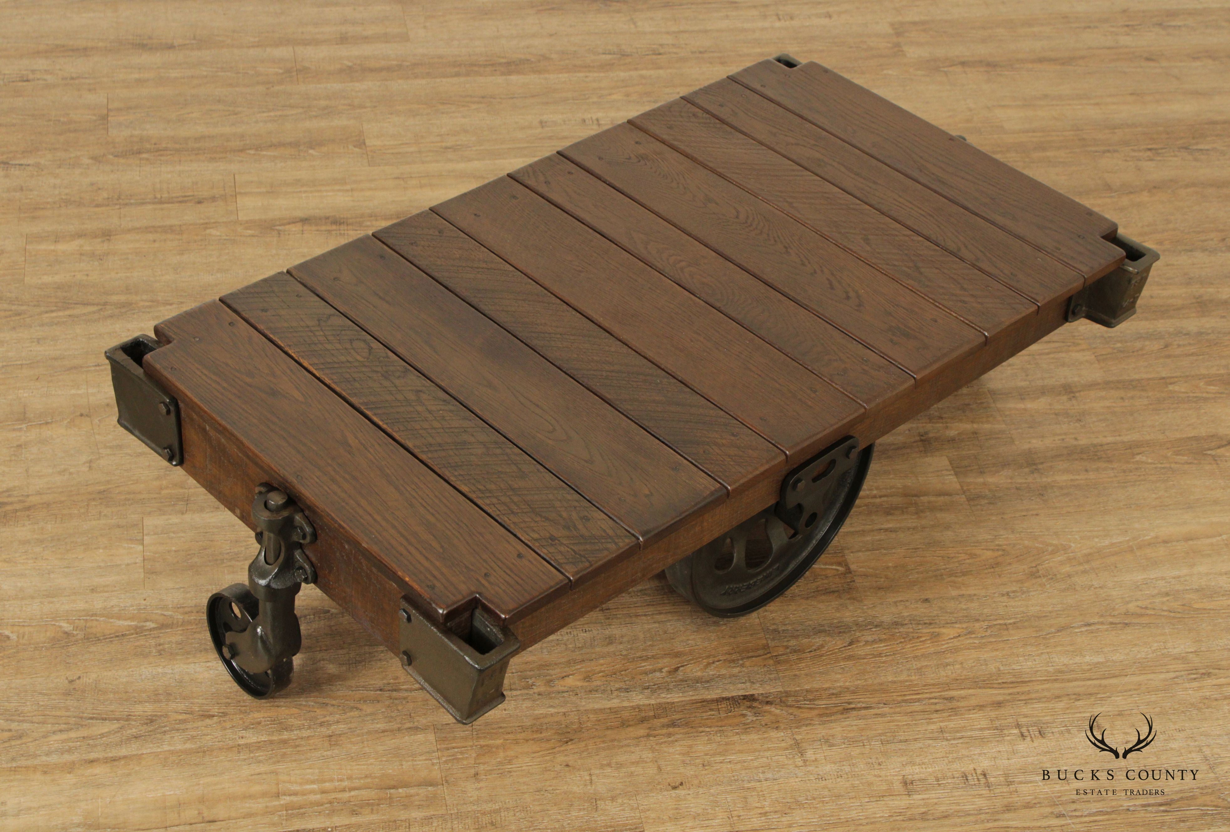 Arhaus Industrial Factory Cart Wood Coffee Table