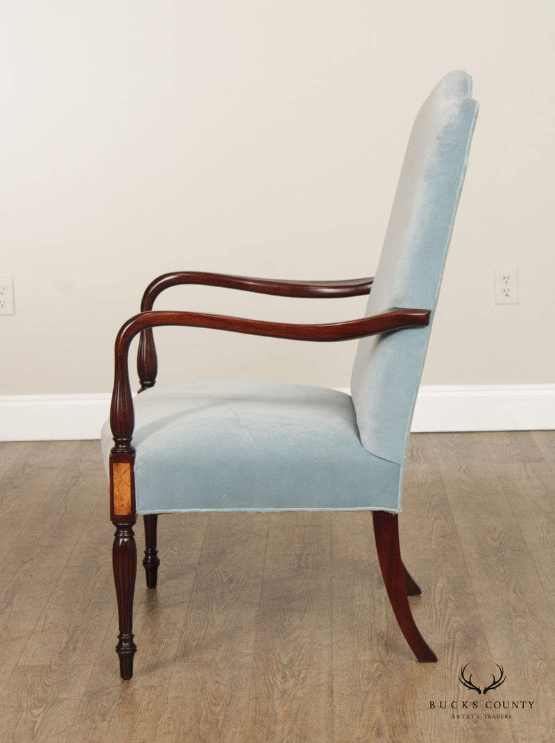 Hickory Chair Federal Style Inlaid Mahogany Lolling Armchair