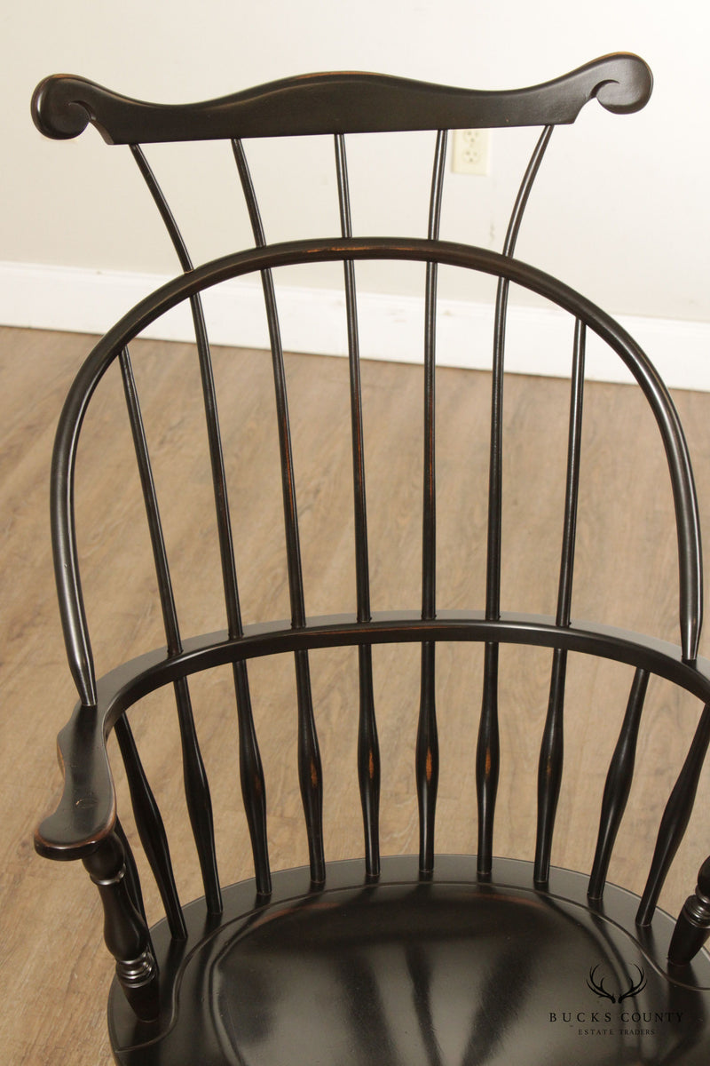 Nichols & Stone Pair Black Painted Comb Back Windsor Chairs