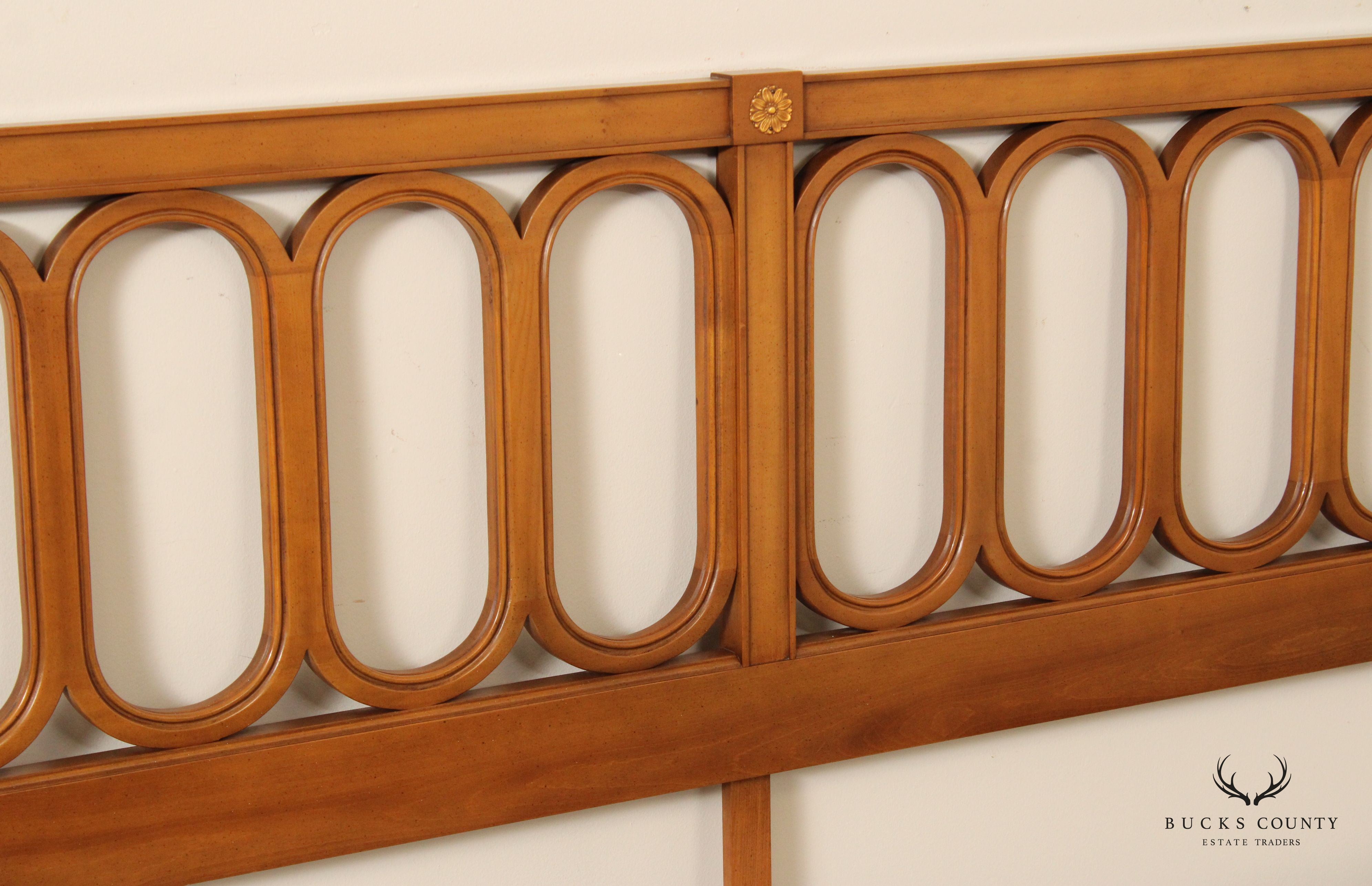 Regency Style Mid Century King Size Fruitwood Headboard