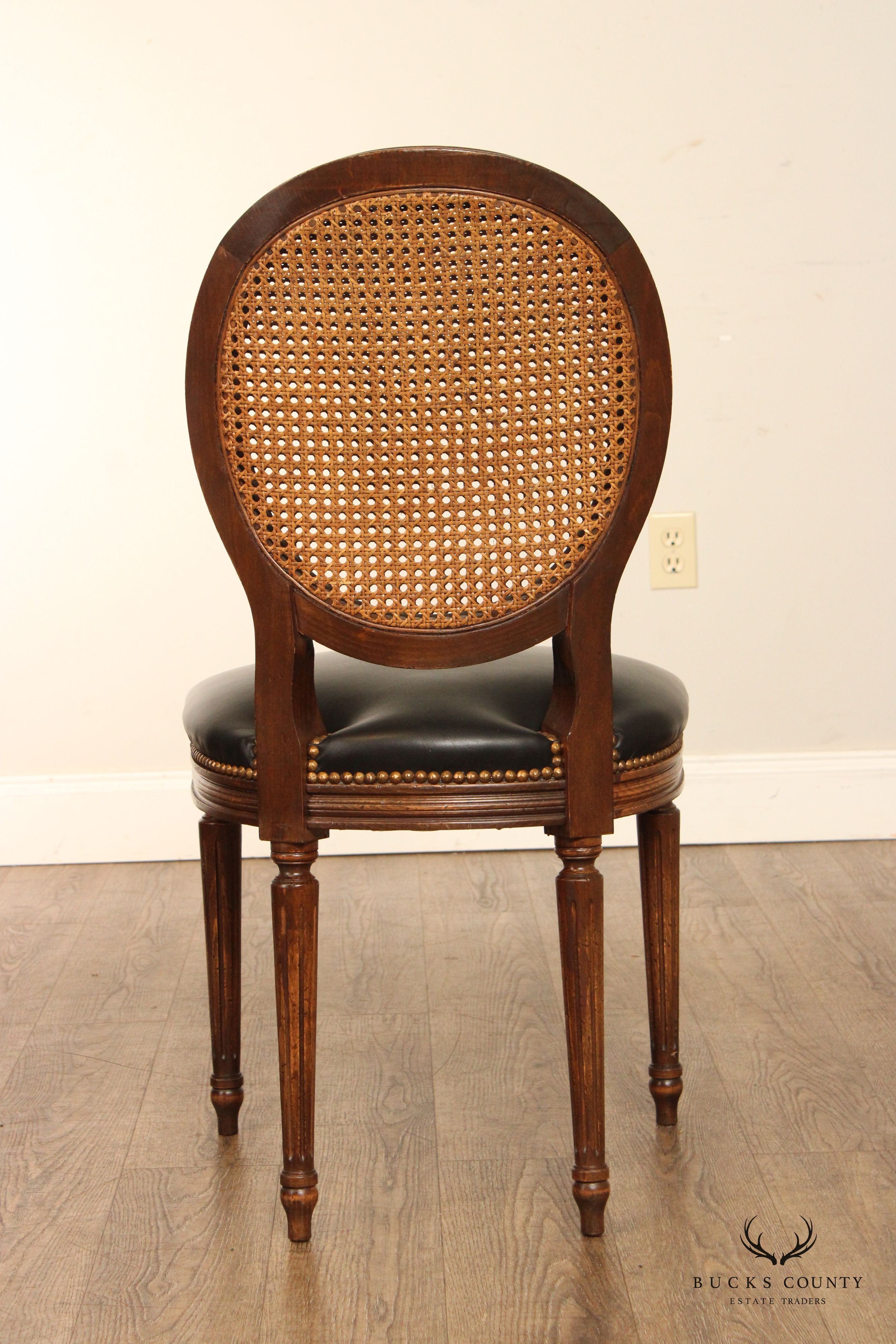 French Louis XVI Style Fruitwood Cane Side Chair