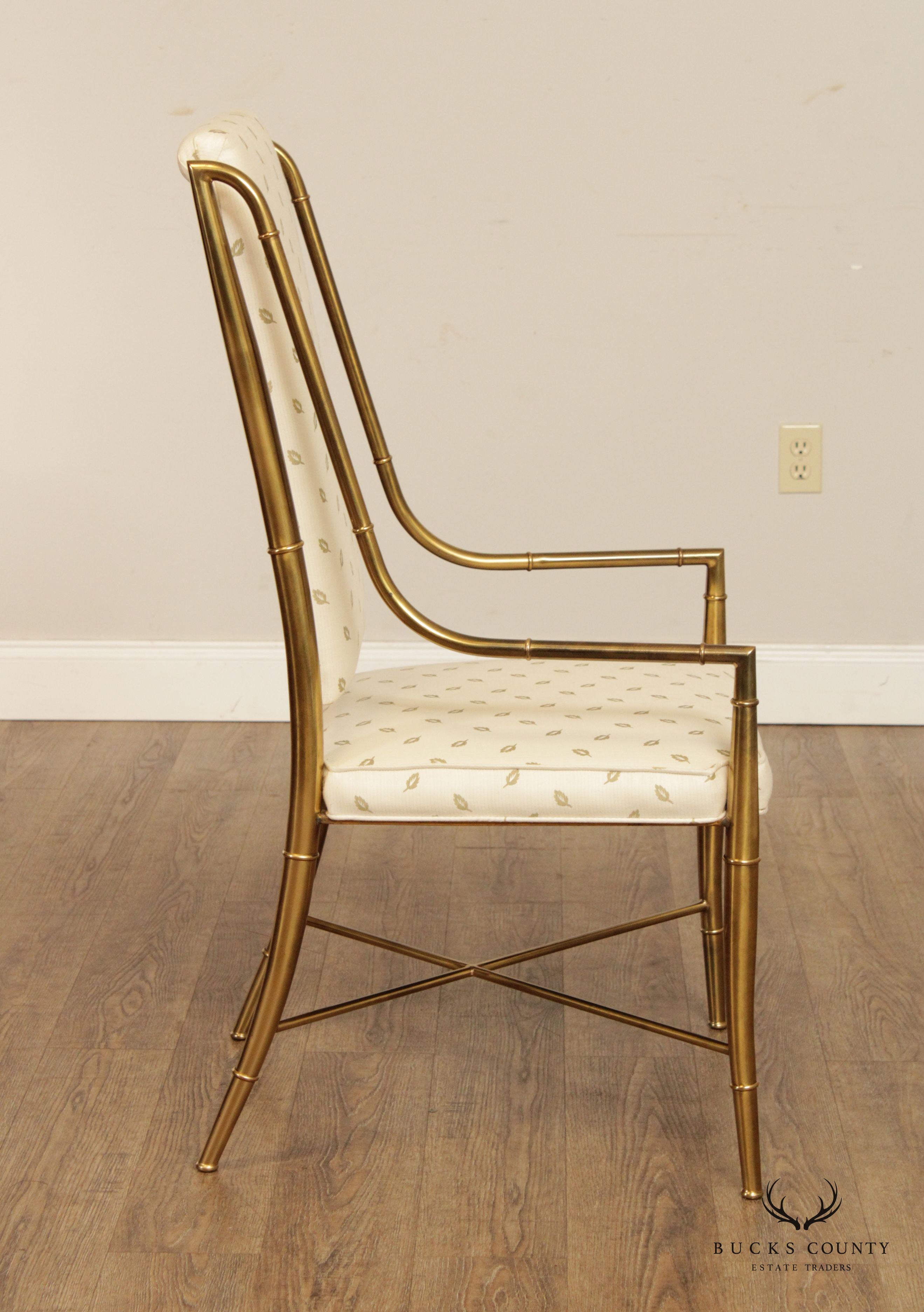 Mastercraft Vintage Hollywood Regency Pair of Faux Bamboo Brass Armchairs