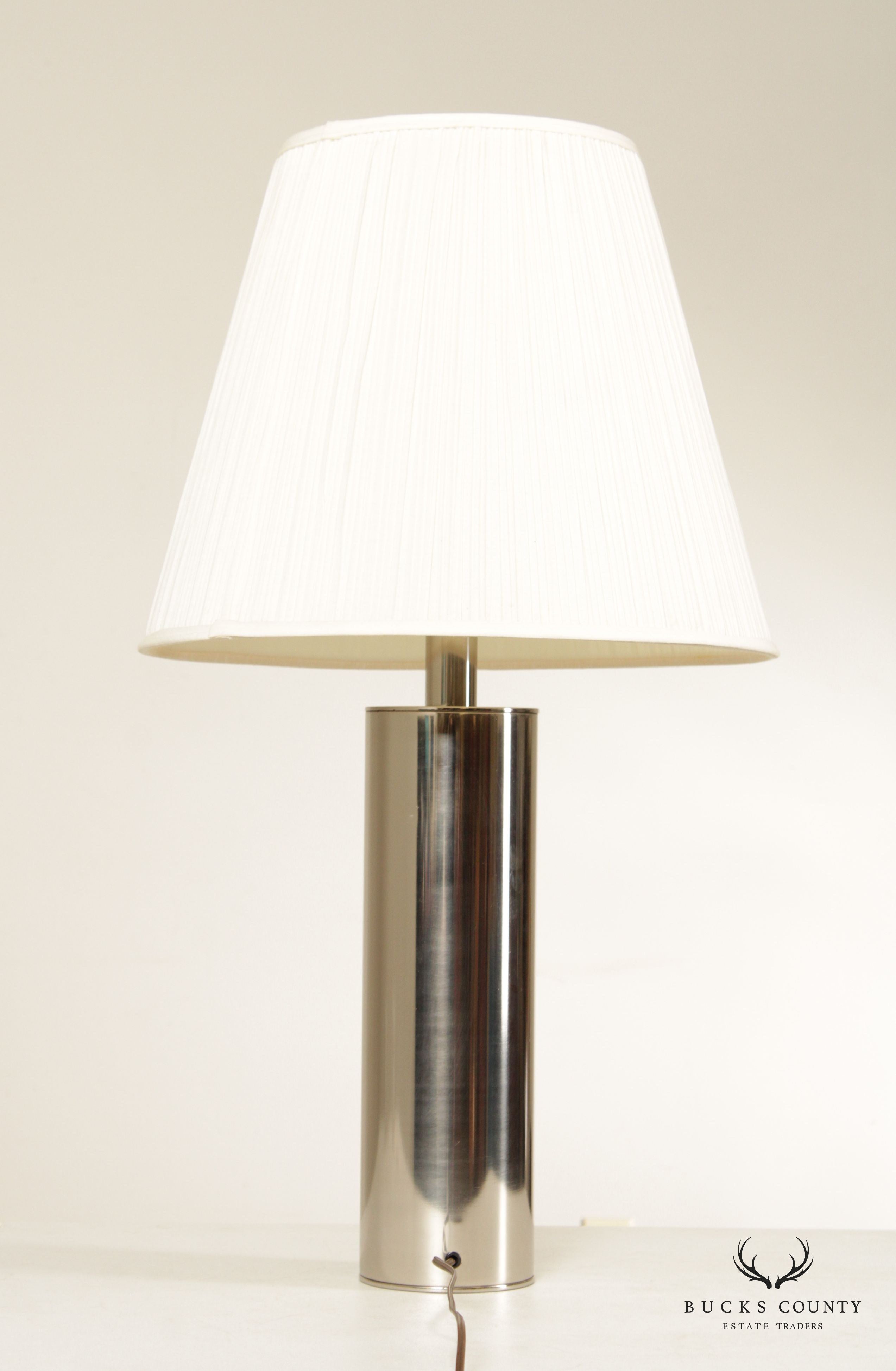 Mid Century Modern Chrome Cylinder Table Lamp