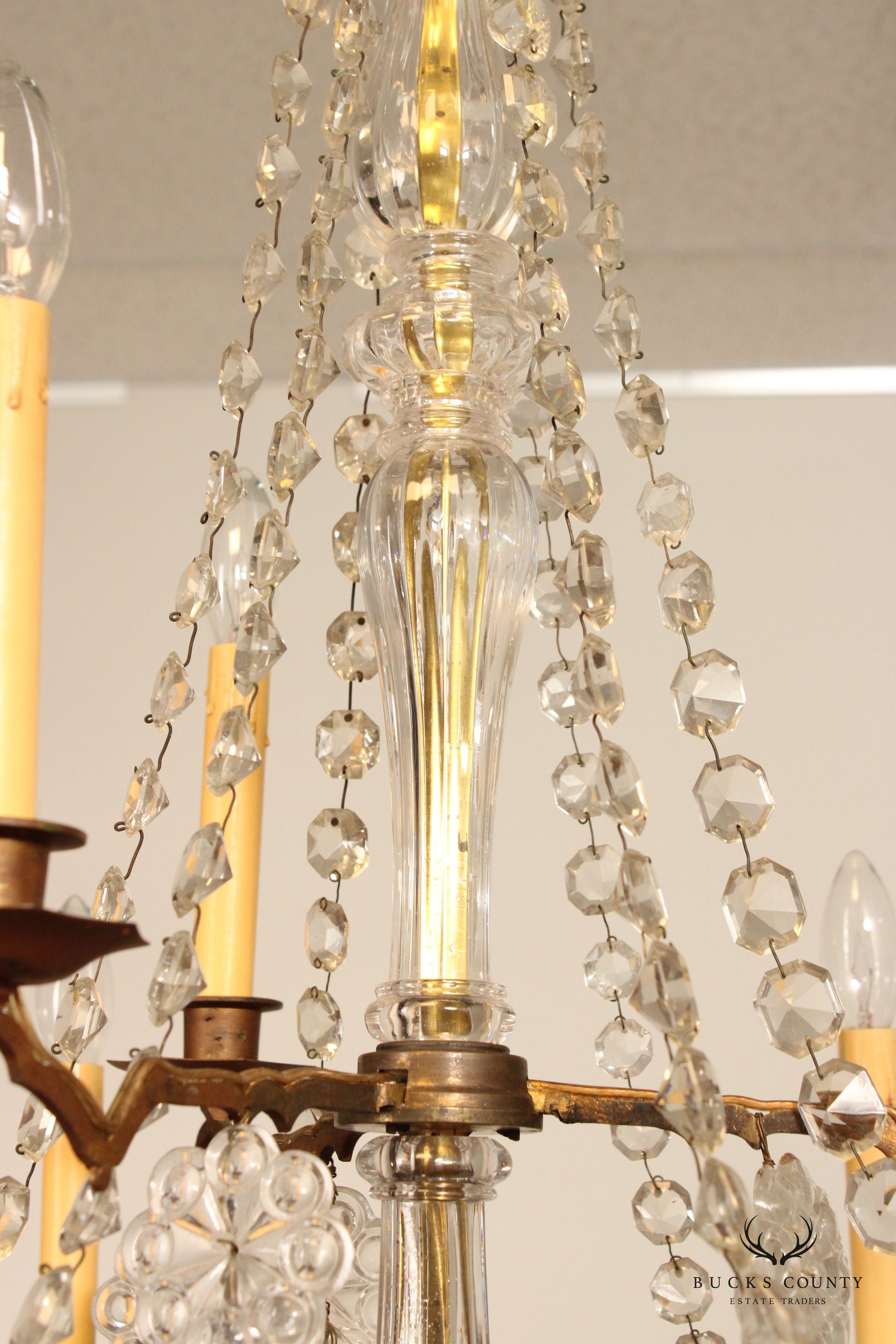 Antique French Style Nine Bulb Crystal Chandelier