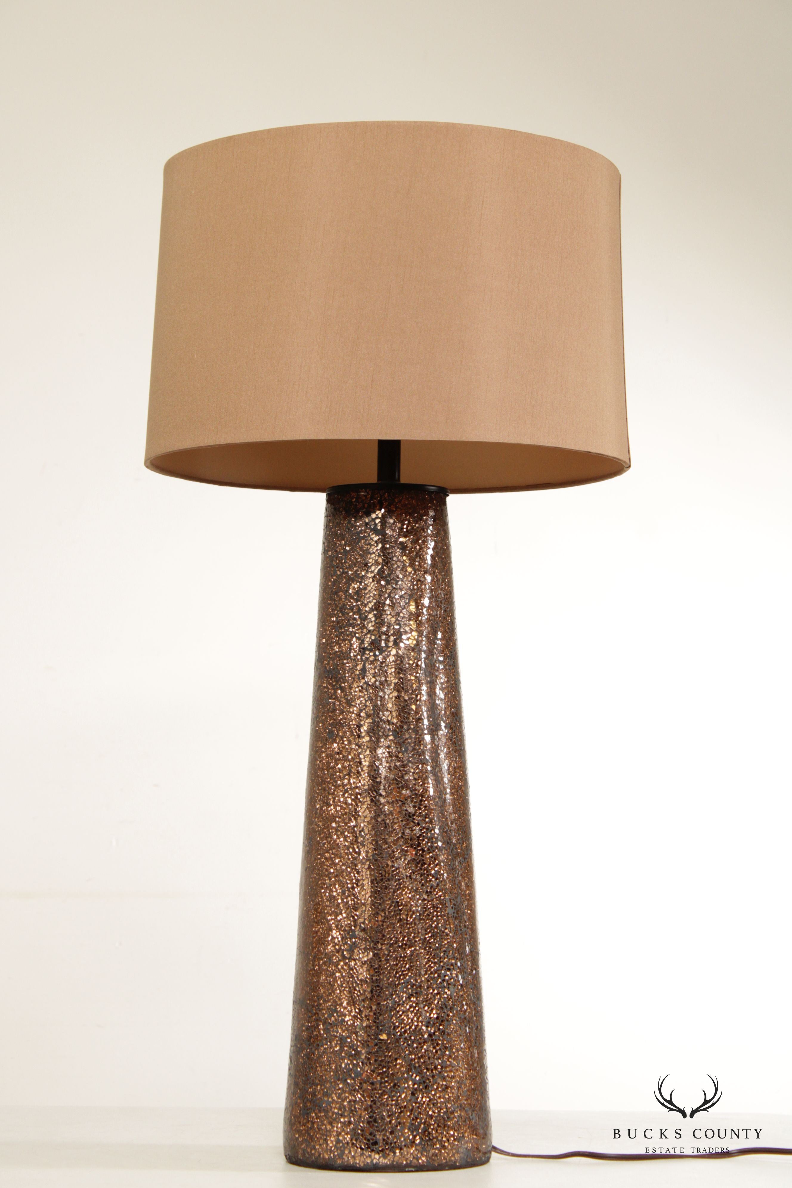 Contemporary Pair Bronze Mosaic Glass Table Lamps