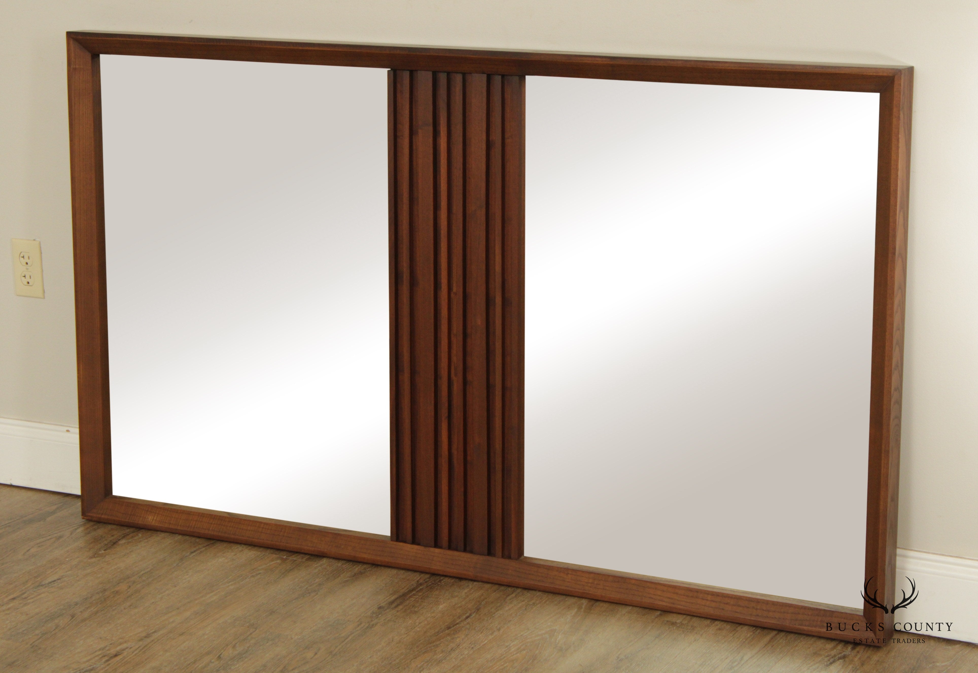 Mid Century Modern Walnut Double Wall Mirror