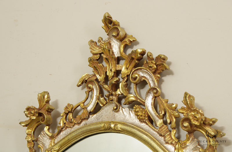 LaBarge Vintage Italian Rococo Style Carved Giltwood Wall Mirror