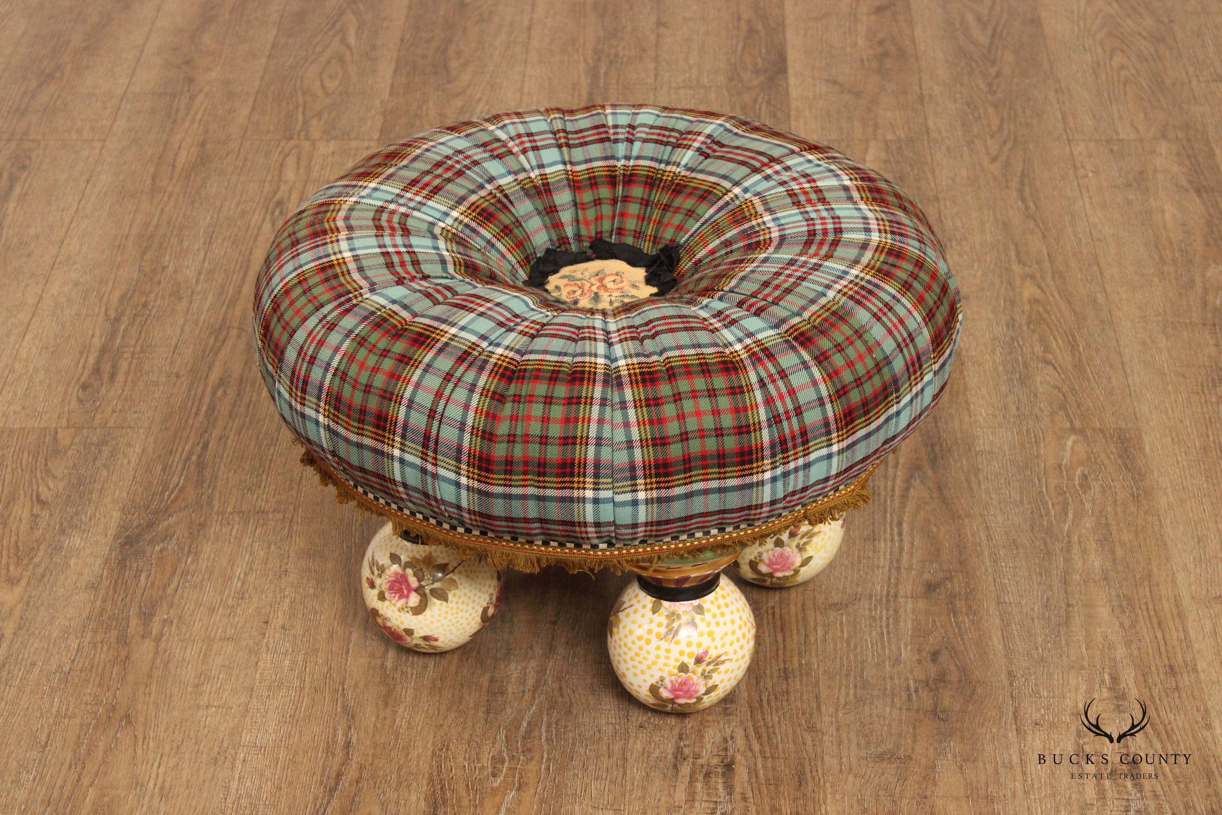 Mackenzie-Childs Vintage 'Compass Rose' Ottoman