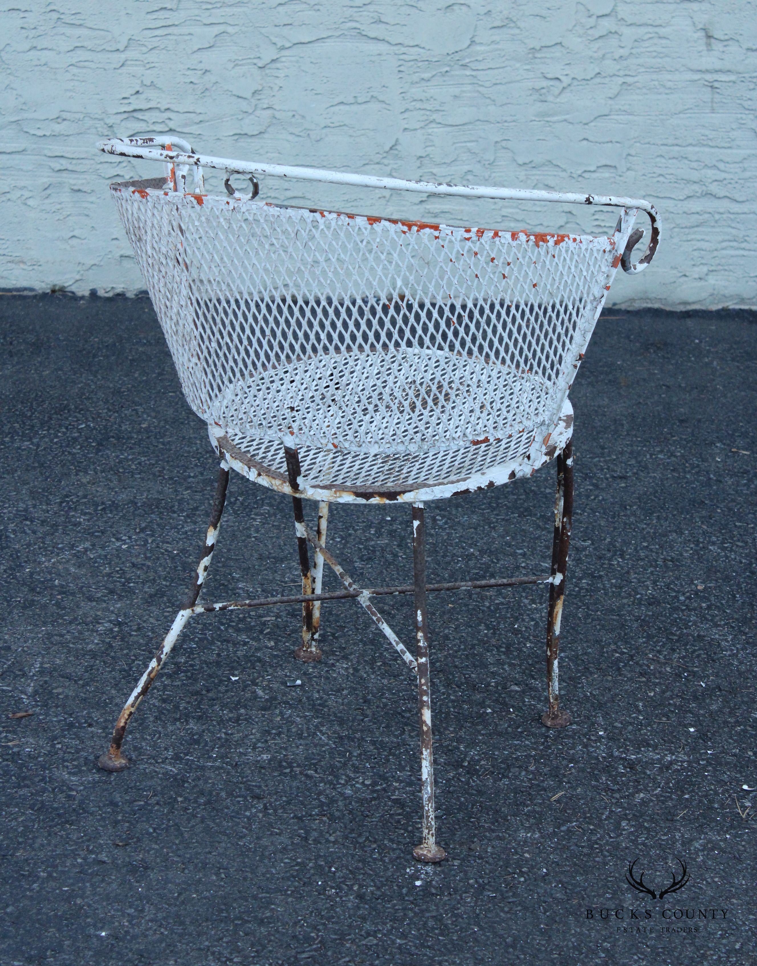 Mid Century Vintage Set of Four Wrought Iron Garden Chairs