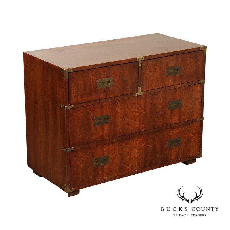 Henredon Campaign Style Vintage Walnut Chest of Drawers