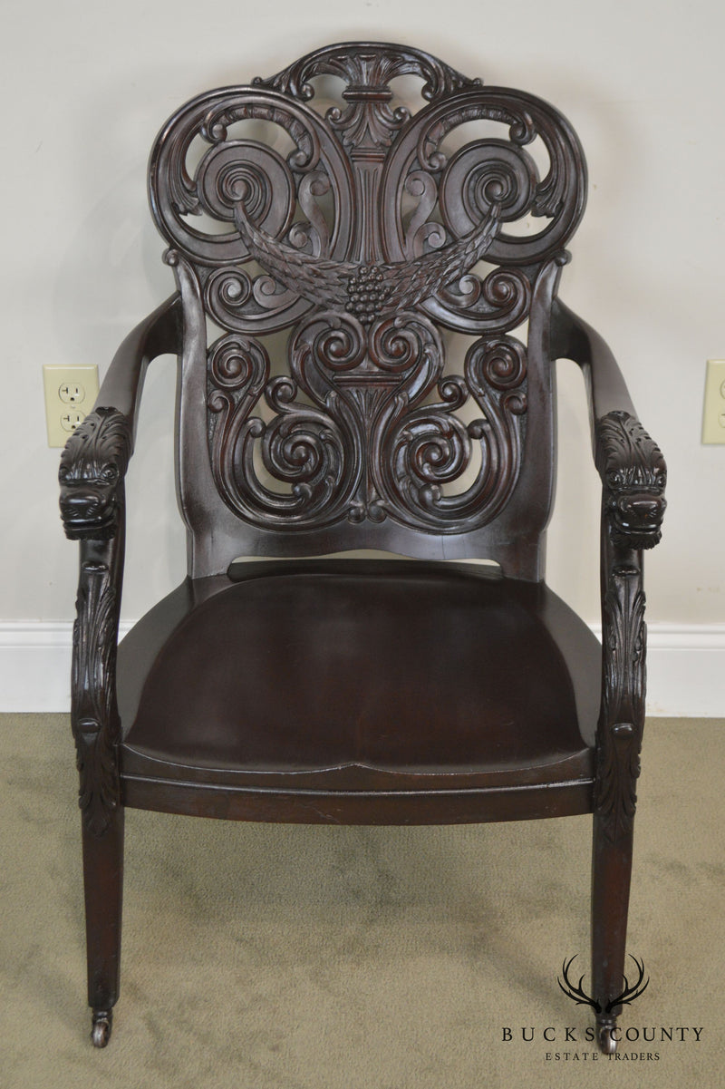 Antique 19th Century Renaissance Carved Mahogany Arm Chair