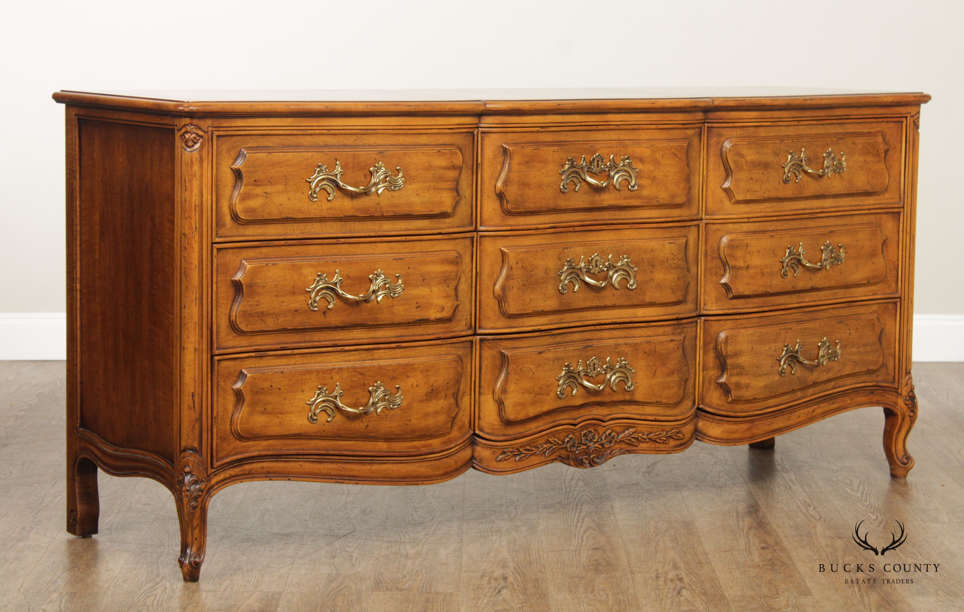 Henredon 'Villandry' French Provincial Style Walnut Triple Dresser