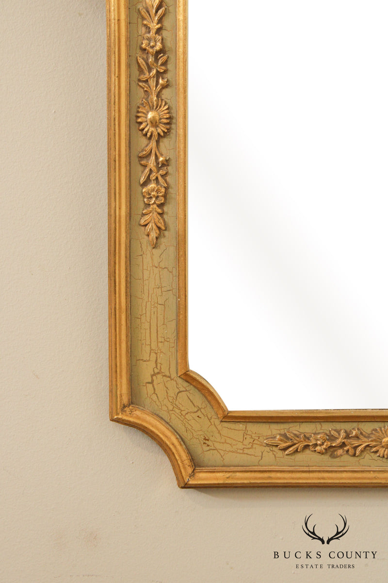 La Barge Vintage Giltwood & Crackle Painted Rococo Wall Mirror