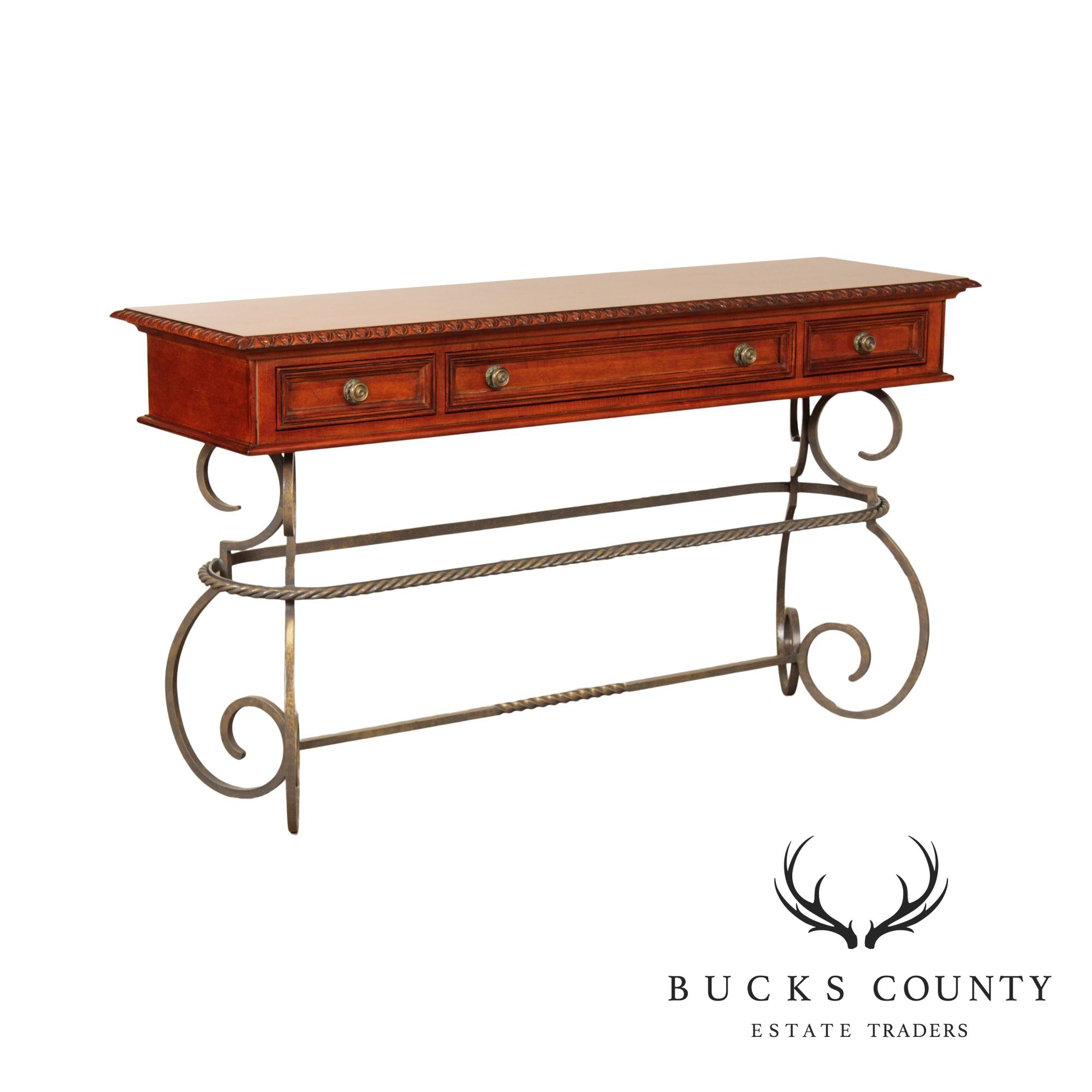 Hickory White Legends II Collection Iron Base 3 Drawer Long Console