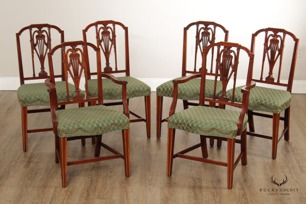 Hickory Chair 'Mount Vernon, Hepplewhite Style Set Six Mahogany Dining Chairs