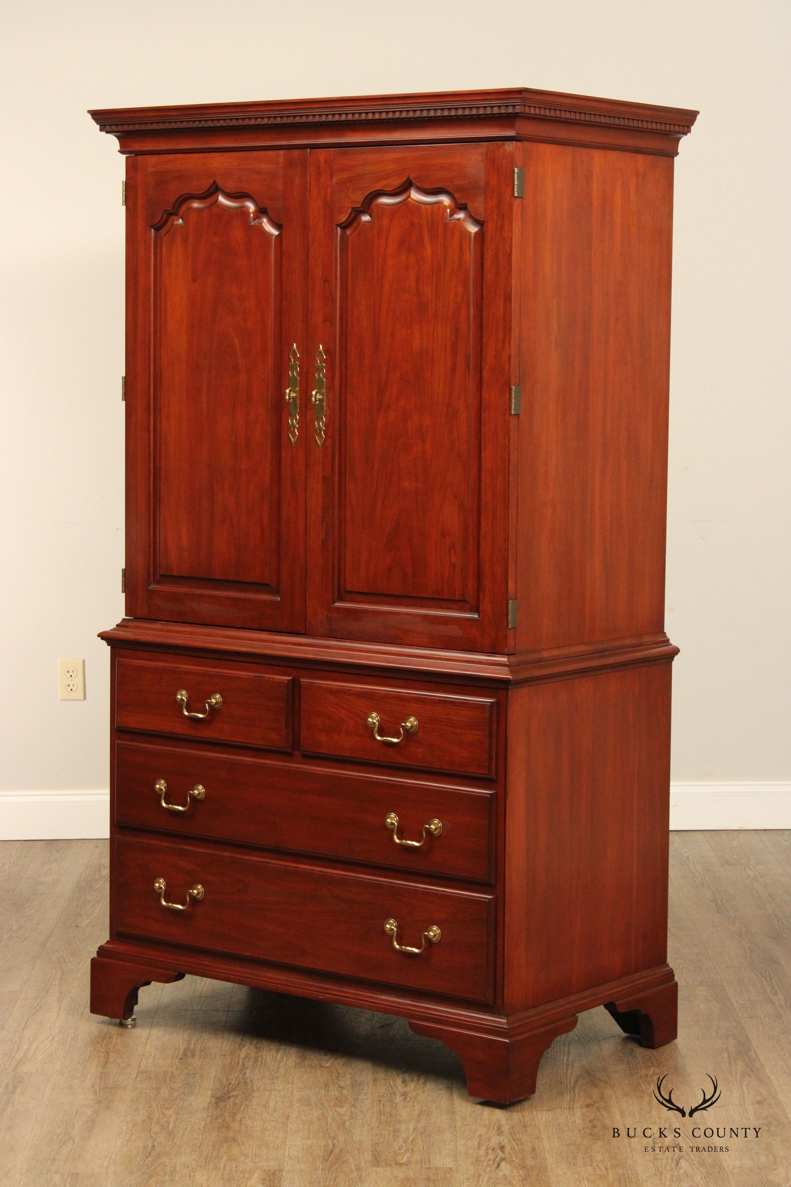 Henkel Harris Chippendale Style Cherry Media Armoire