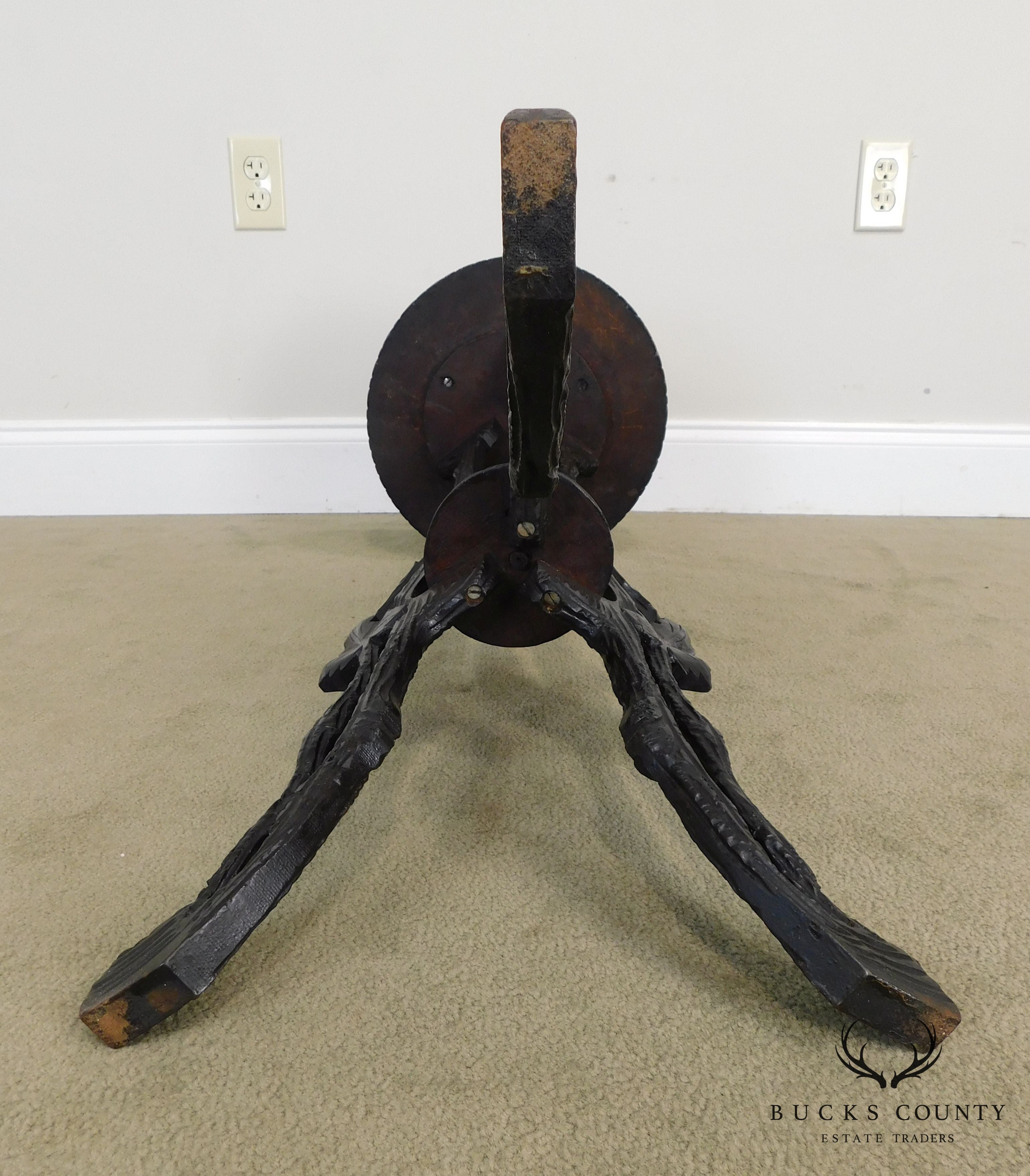 Faux Bois Antique Black Walnut Pedestal Table