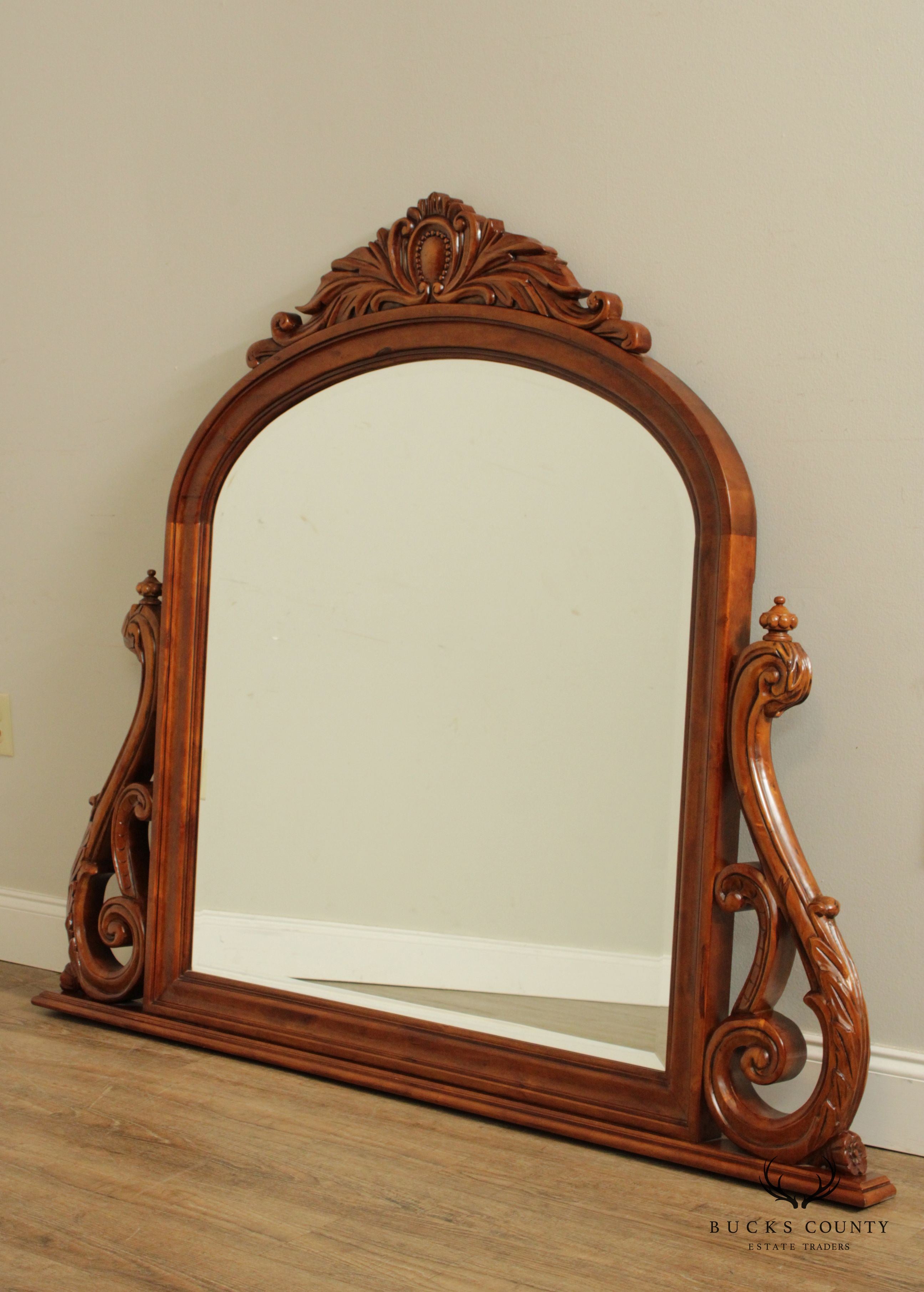 Victorian Style Carved Frame Large Over Mantel Mirror