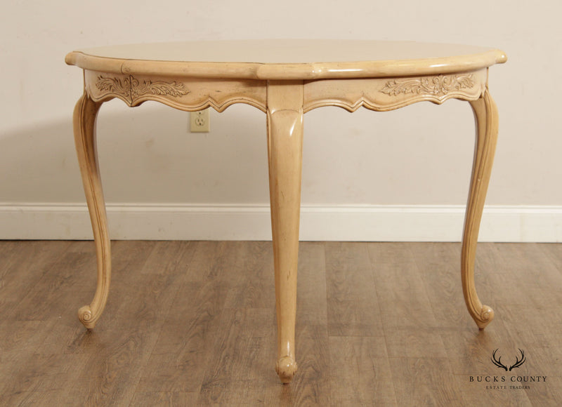 French Country Style Pickled Oak Round Dining Table
