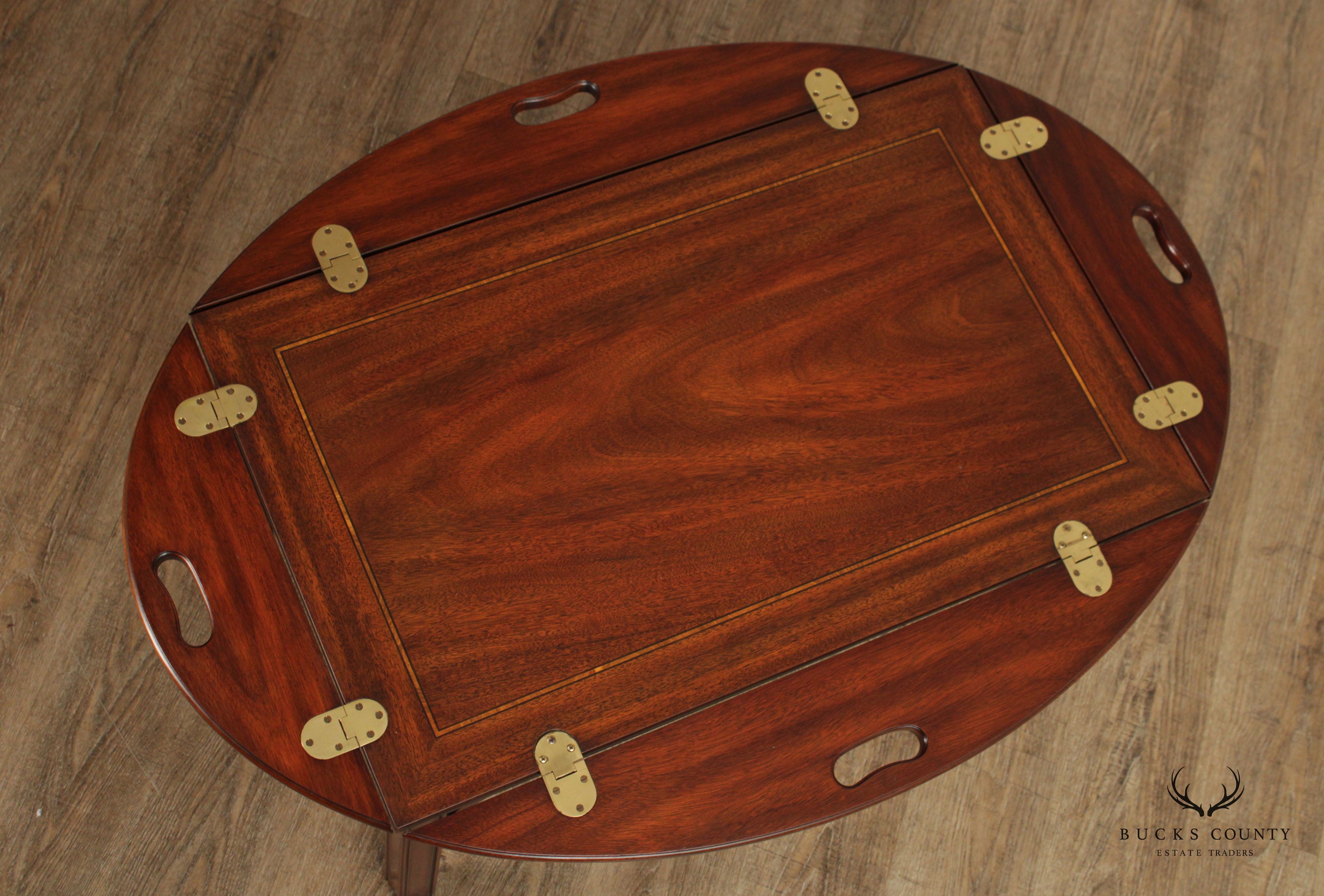 Henkel Harris Chippendale Style Mahogany Butler's Tray Coffee Table