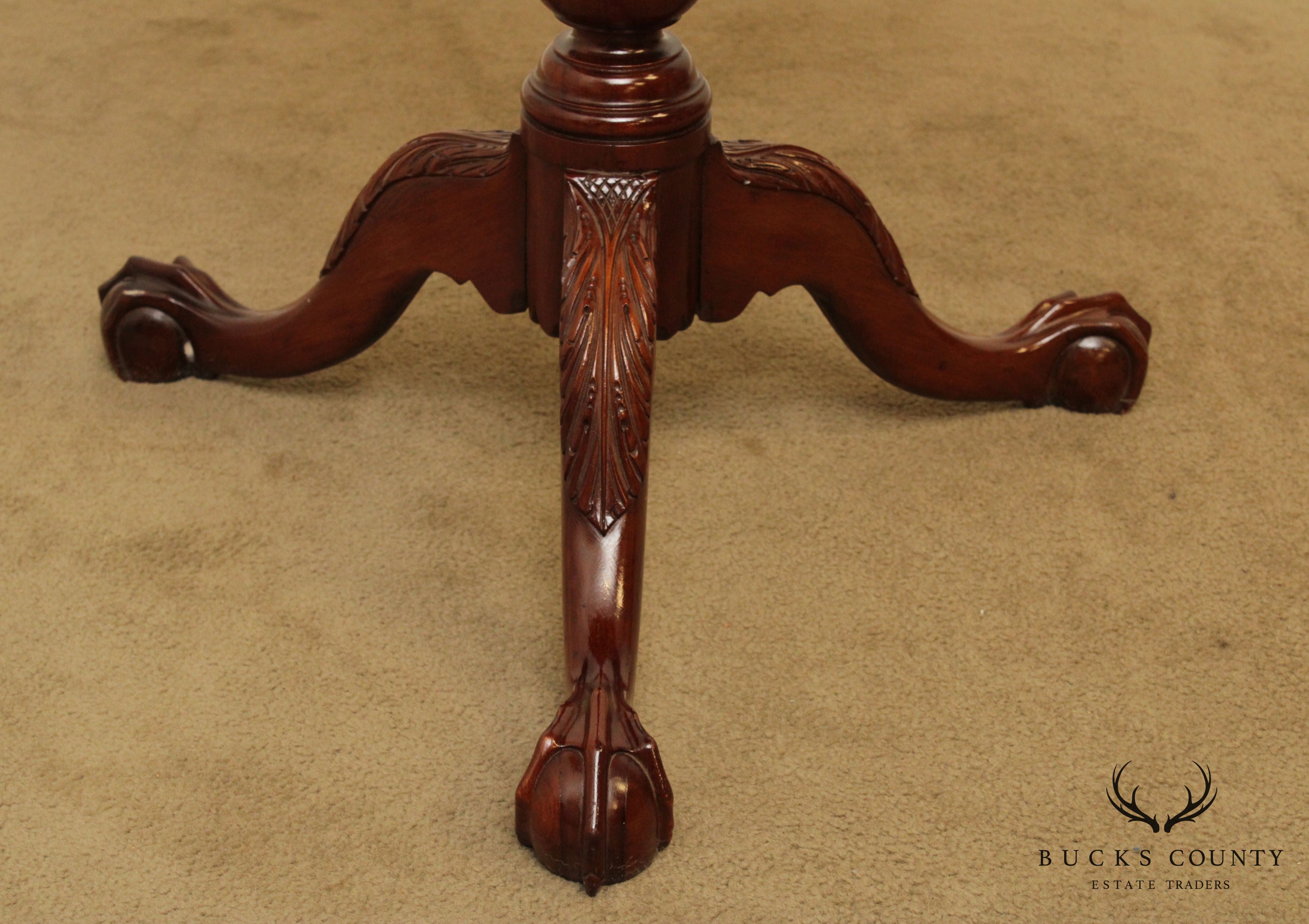 Chippendale Style Custom Mahogany Ball & Claw Tilt Top Pie Crust Table