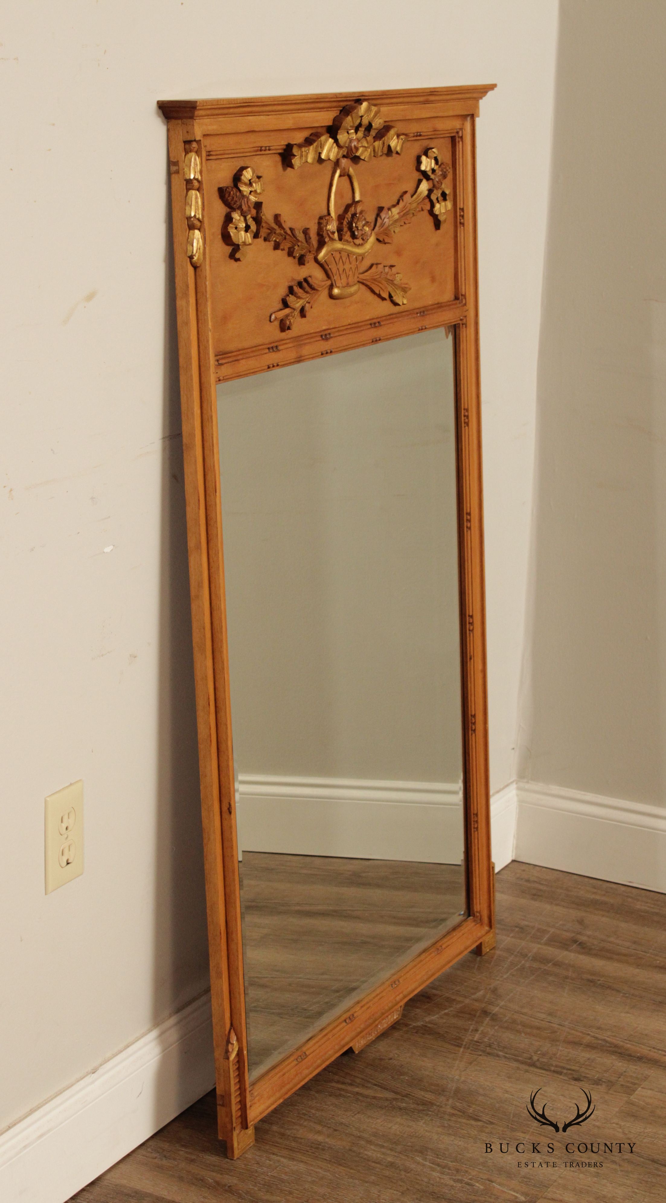 French Louis XVI Style Vintage Trumeau Mirror