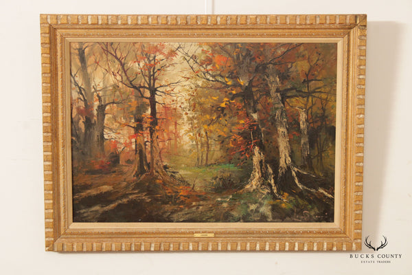 Liliana Sereni Vintage Abstract Forest Landscape Oil Painting