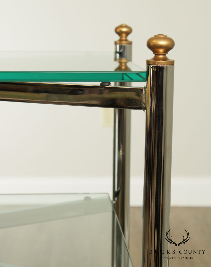 Directoire Style Vintage Chrome And Glass 3 Tier Bar Cart