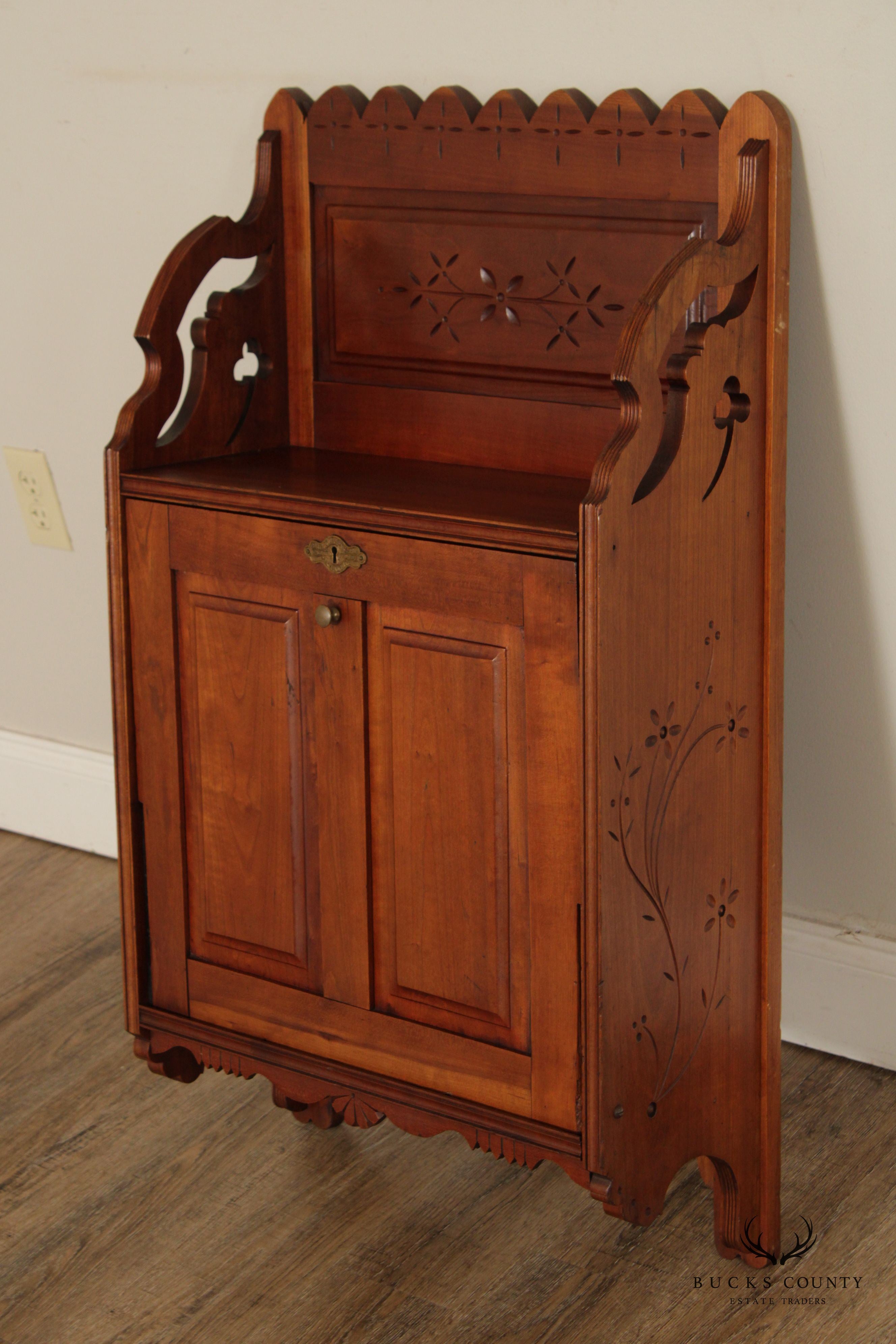 Cortland Desk Co. Antique Victorian Cherry Wall-Mounted Desk