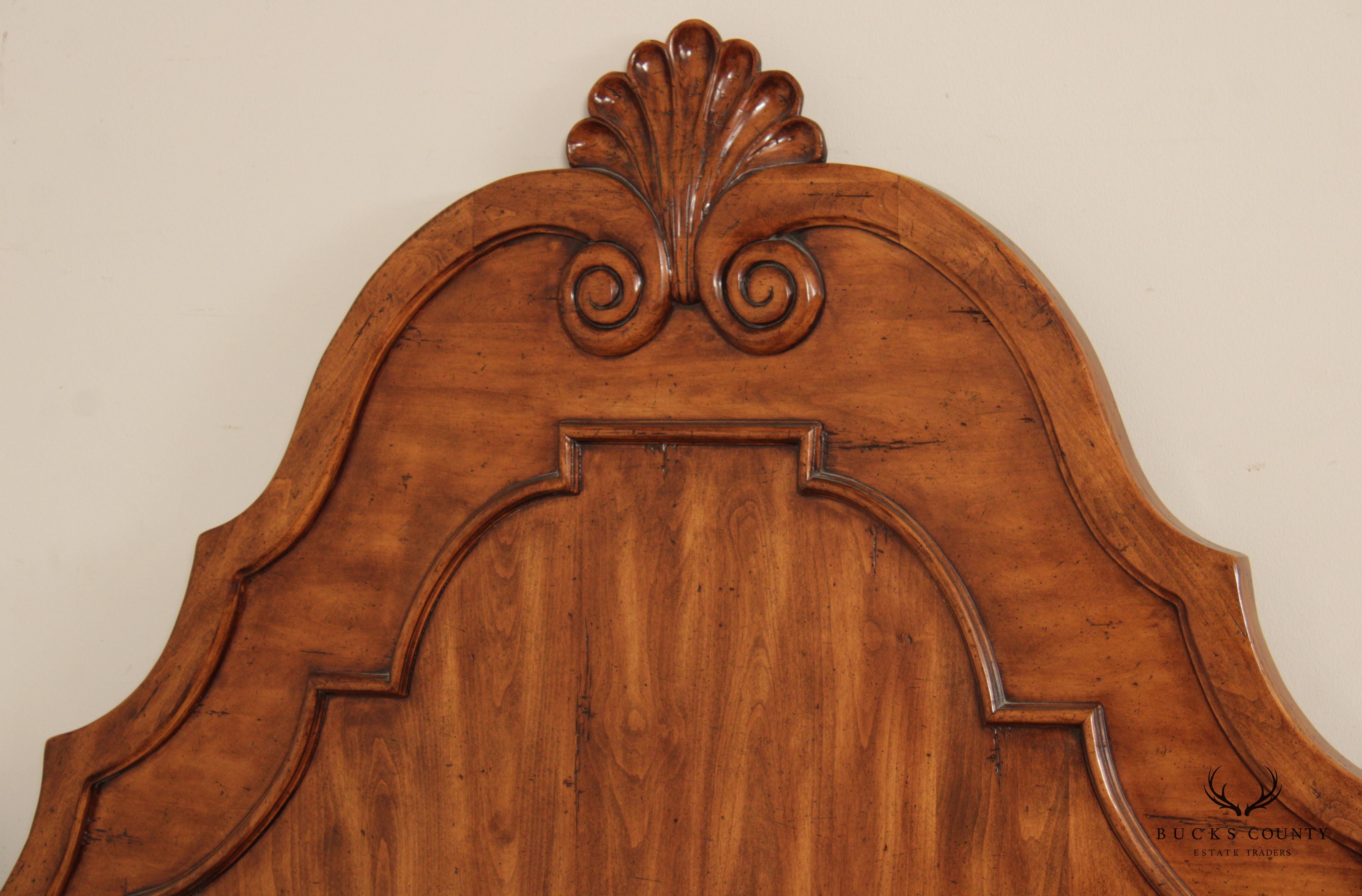 Bausman & Co. Italian Provincial Style Carved Walnut Queen Headboard