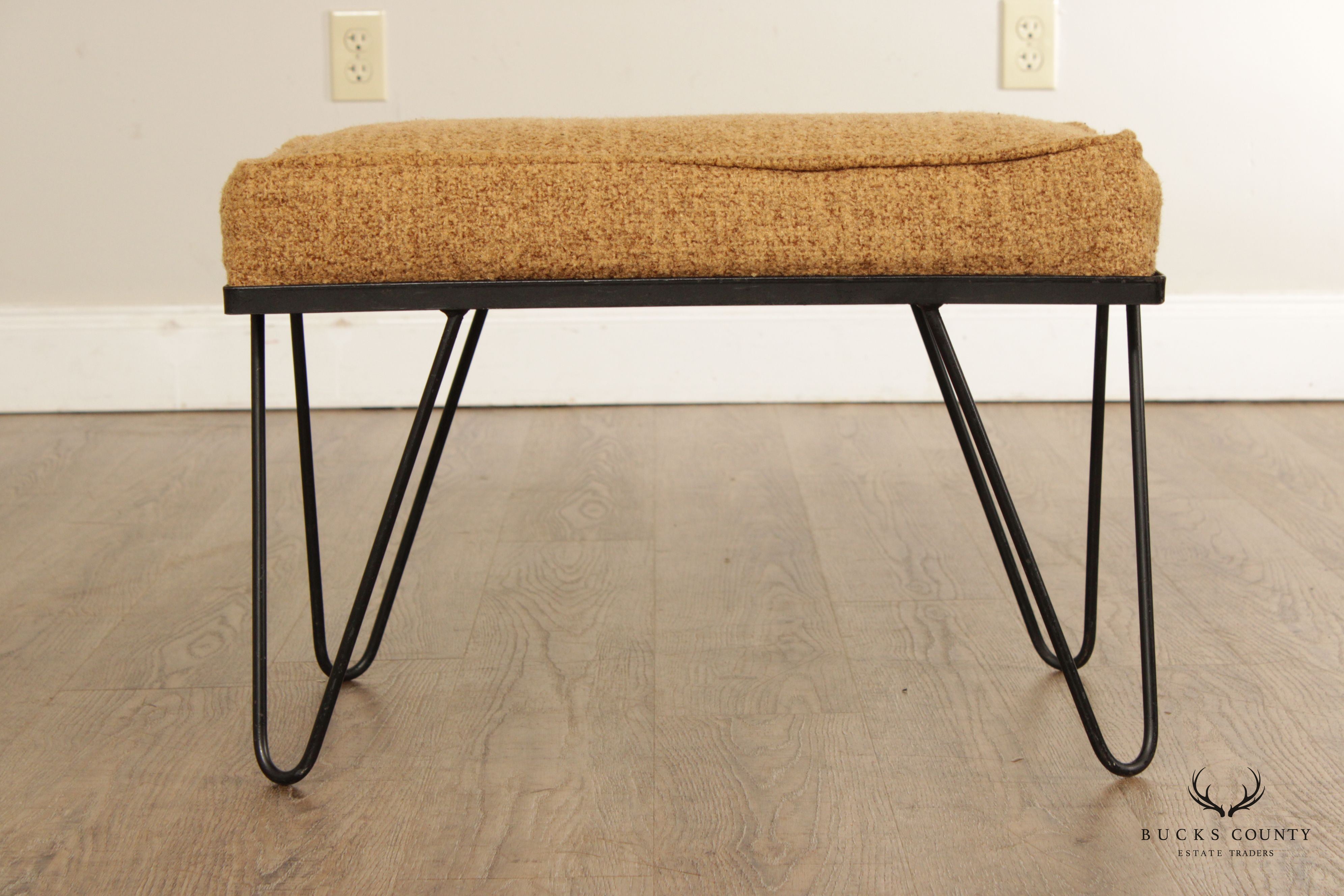 Mid Century Modern Wrought Iron Vanity Bench