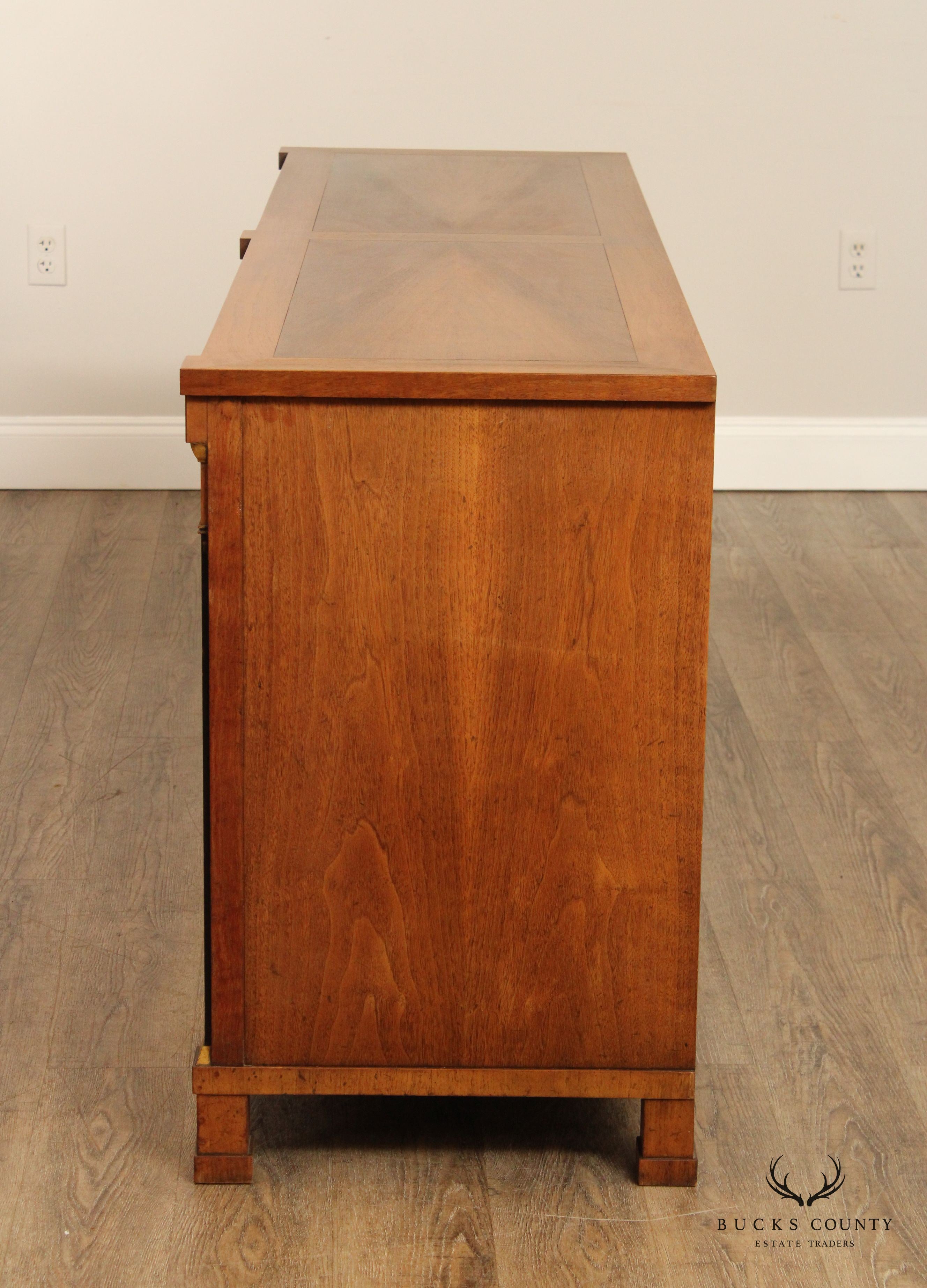 Baker Biedermeier Style Vintage Walnut Buffet Sideboard