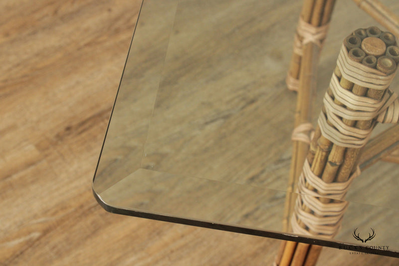 McGuire Bamboo and Glass Top Dining Table