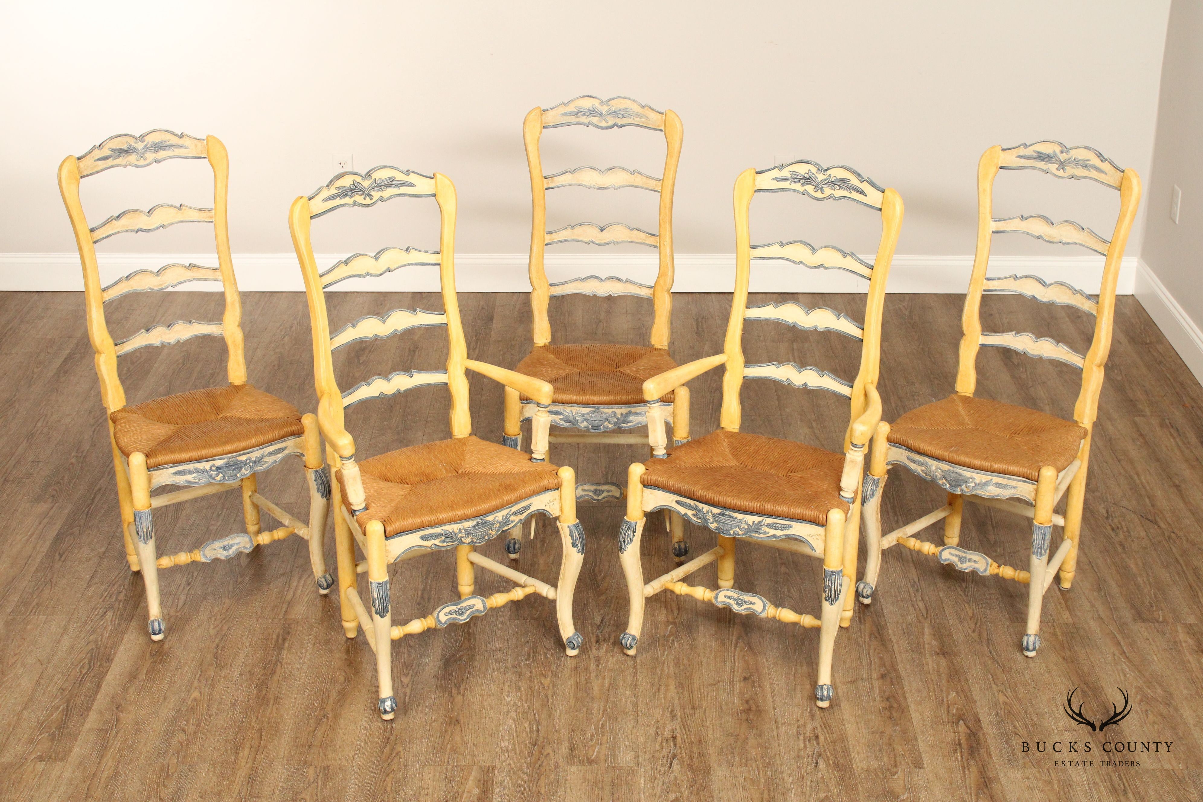 Habersham 'New Country' Set of Five Rush Seat Dining Chairs