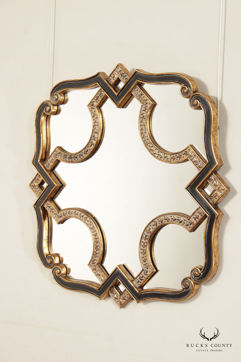 Italianate Parcel Gilt and Black Geometric Wall Mirror