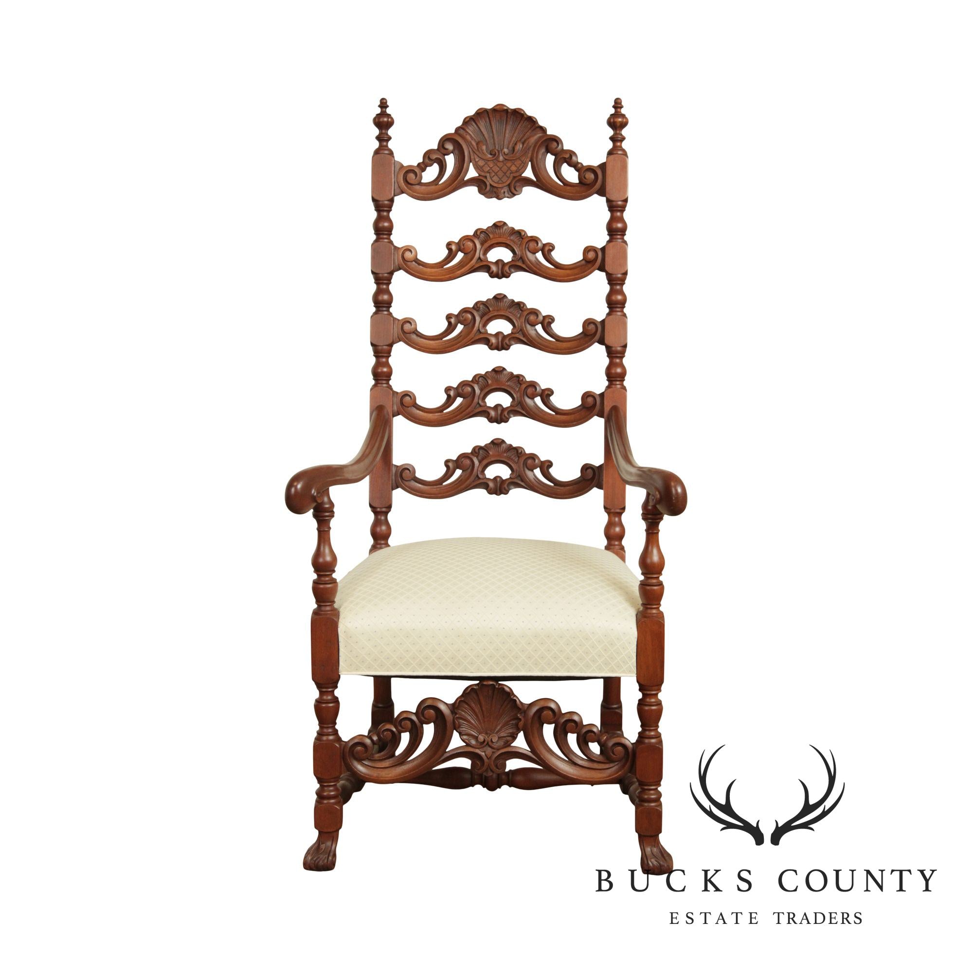 Italian Renaissance Revival Vintage High Back Armchair