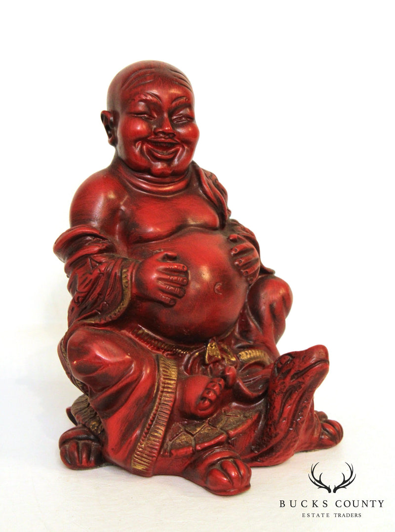 Vintage Painted Carved Resin Buddha Statue