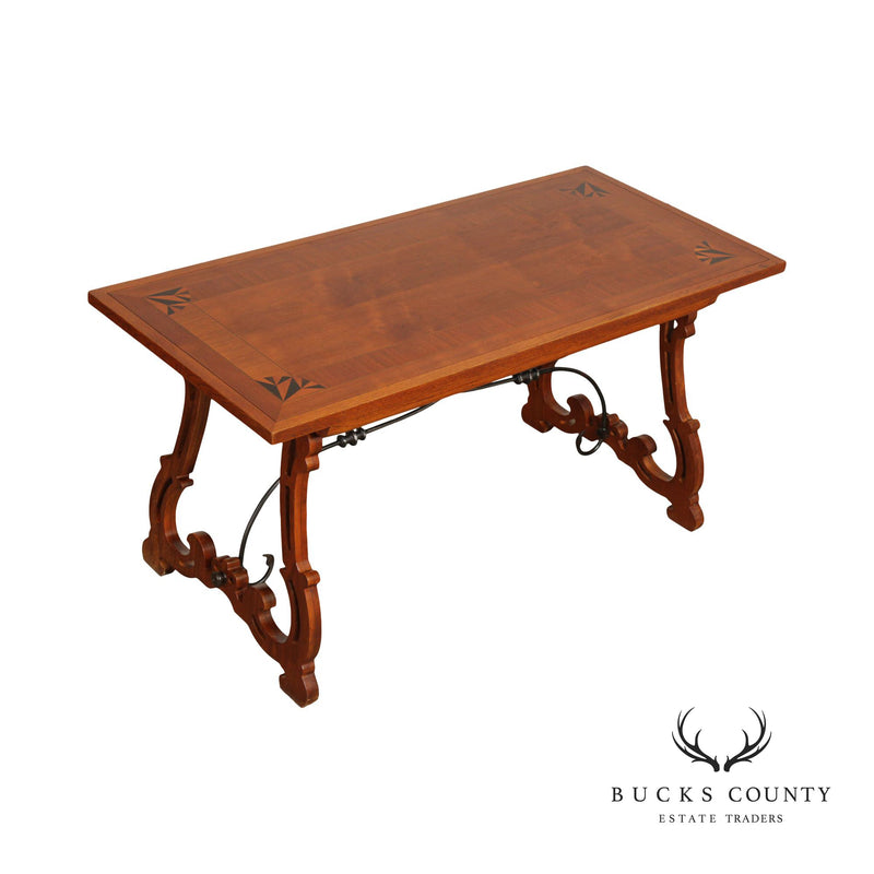 Baker Furniture Spanish Baroque Style Walnut Trestle Library Table Desk