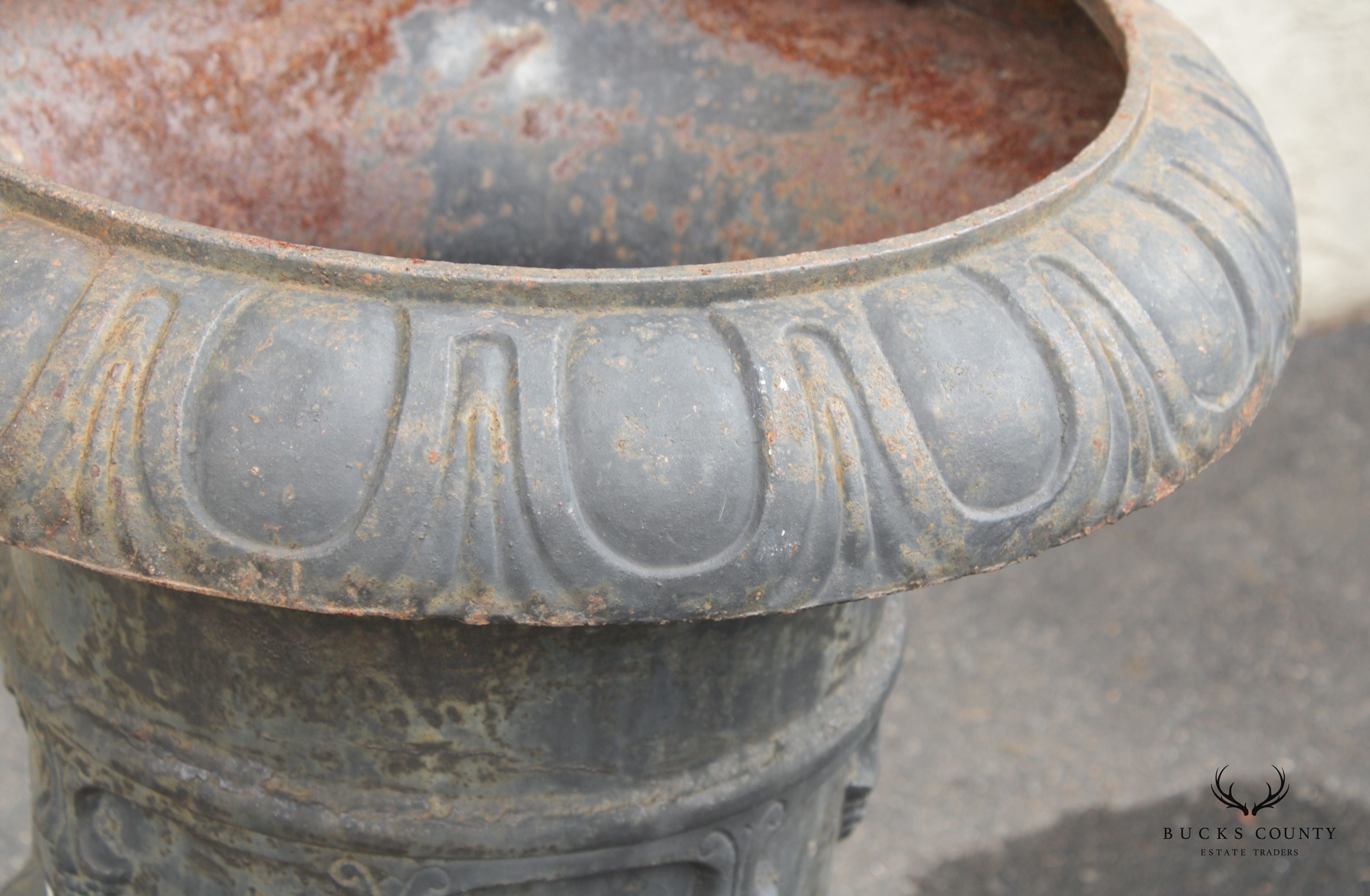 Vintage French Style Cast Iron Garden Urn Planter