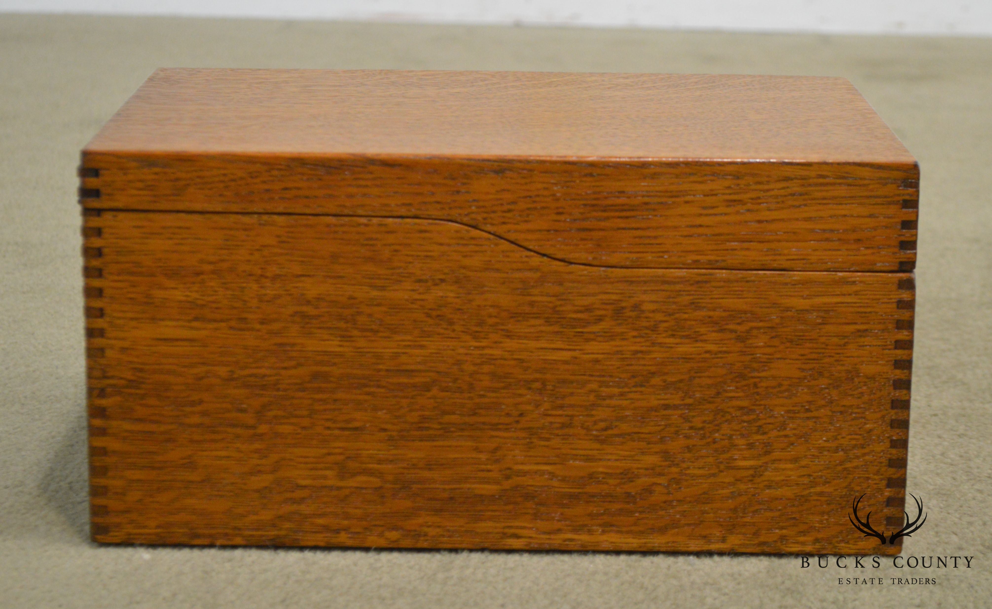 Antique Oak Desktop Library Card File Box