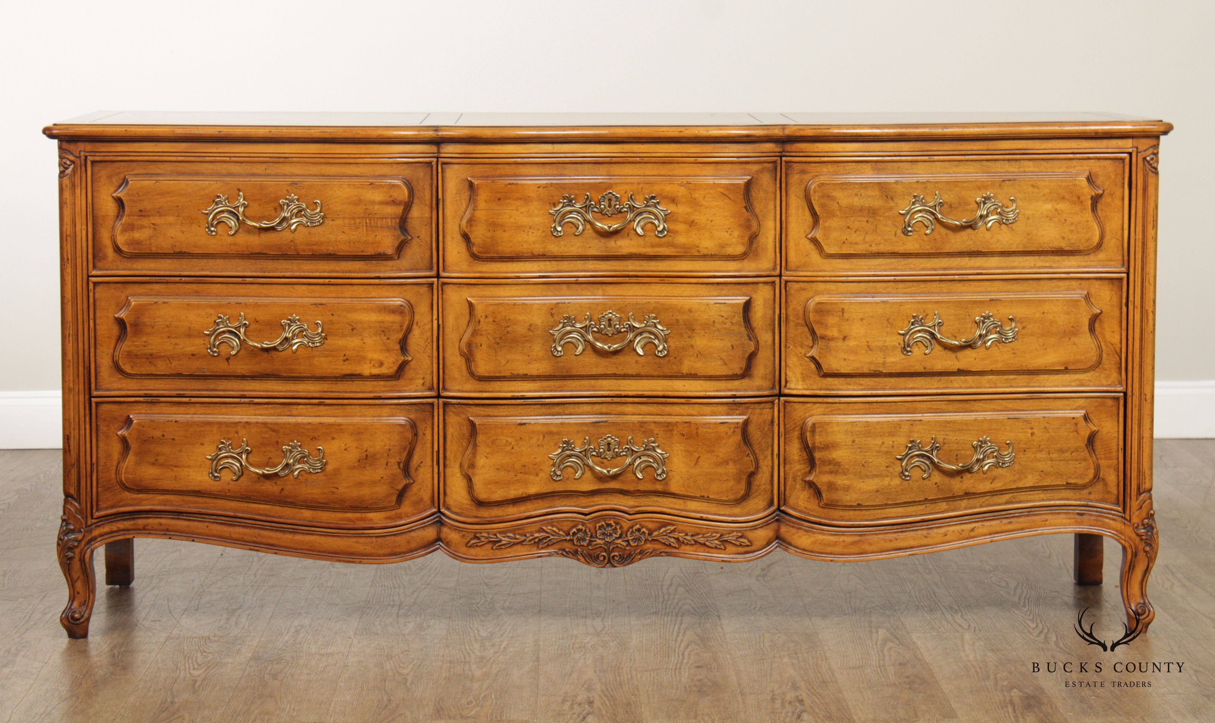 Henredon 'Villandry' French Provincial Style Walnut Triple Dresser