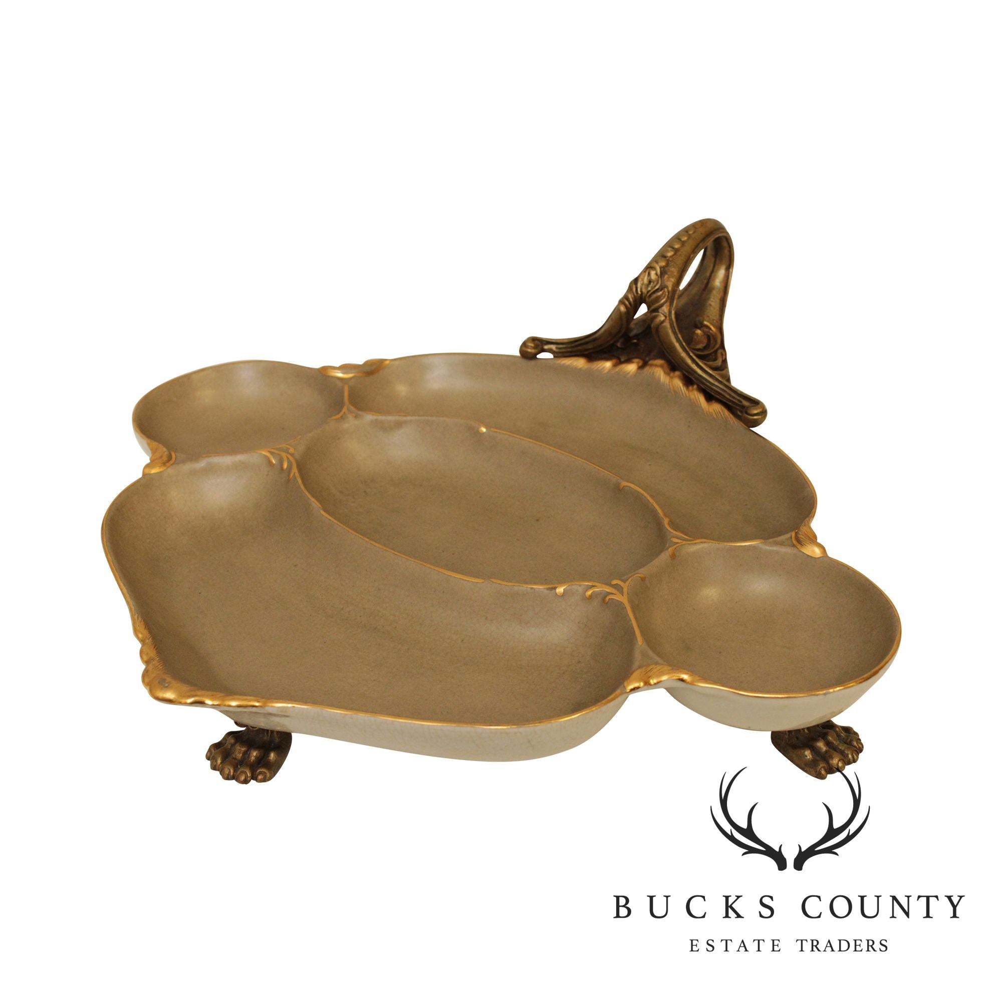 Castalian Porcelain Brass Claw Foot Serving Dish