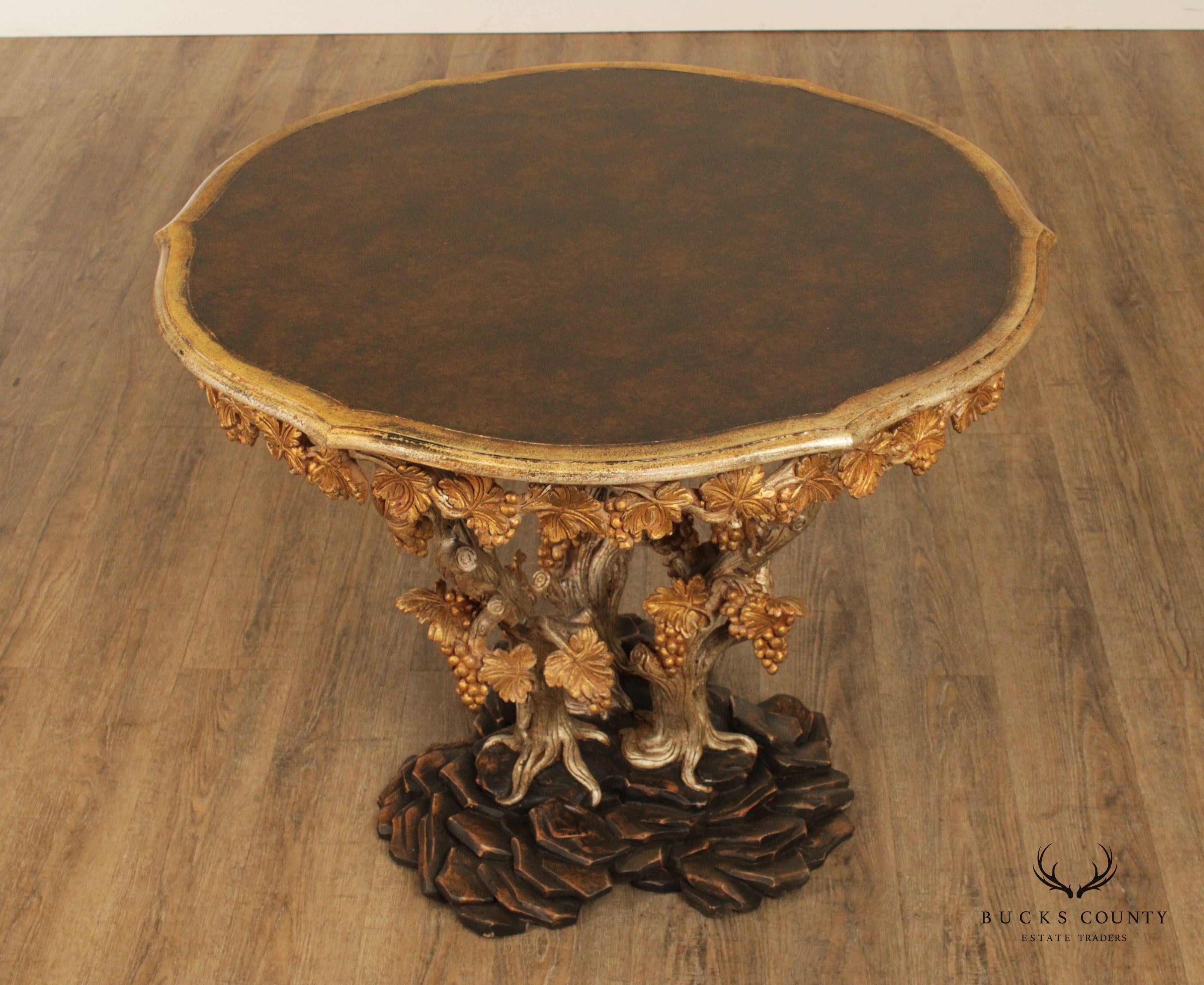 Italian Venetian Carved Wood Faux Bois Center Table