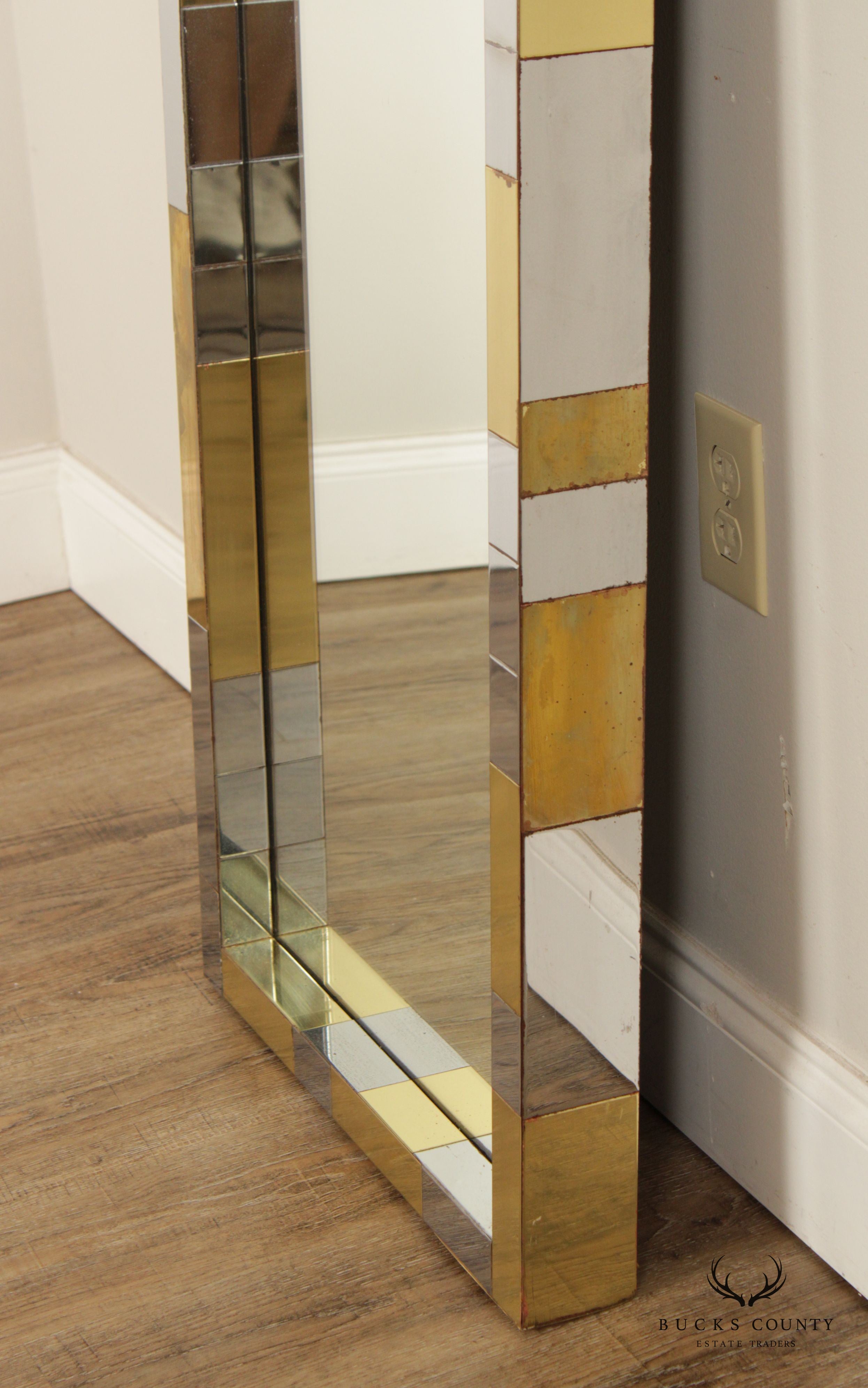 Paul Evans 'Cityscape' Brass and Chrome Full Length Mirror