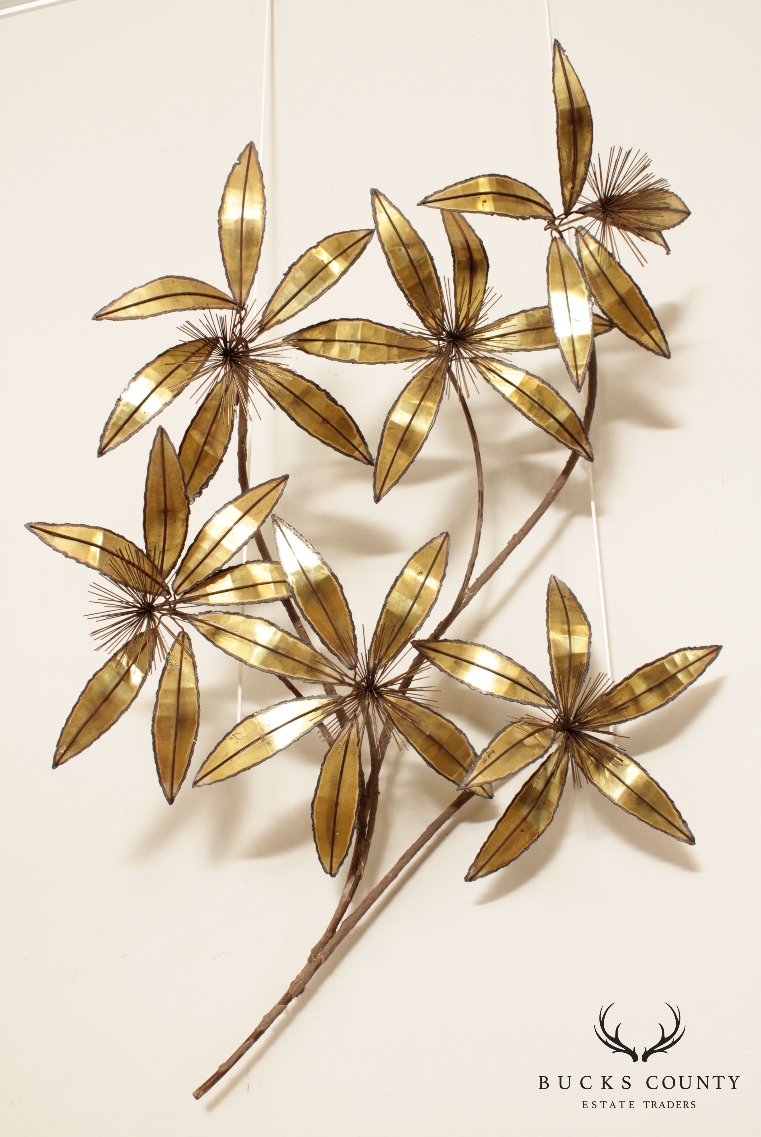 Curtis Jere Postmodern Vintage Metal Floral Wall Sculpture